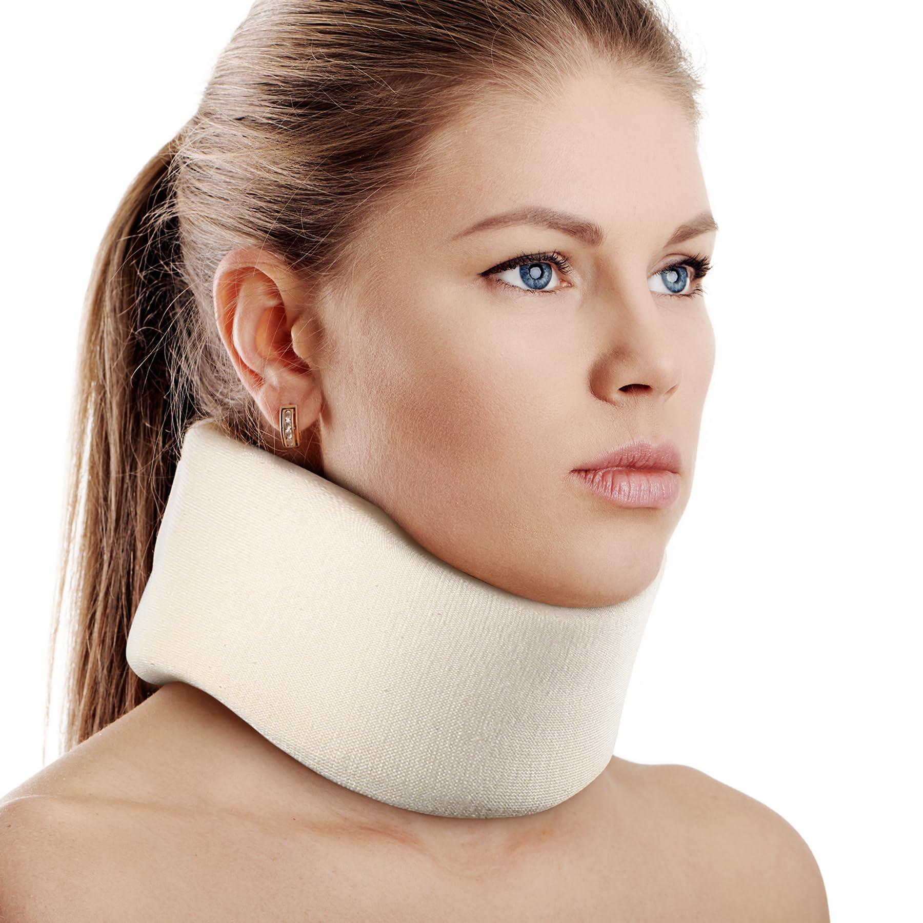 Cozyhealth Soft Foam Neck Brace Universal Cervical Collar, Adjustable Neck Support Brace for Sleeping - Relieves Neck Pain and Spine Pressure, Neck Collar After Whiplash or Injury (2.5\" Depth Collar, L)
