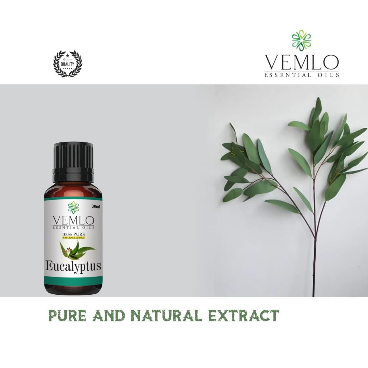 VEMLO VEMLO Organic Nilgiri Eucalyptus Essential Oil 30ML | USDA Certified With Calming & Relaxing Aroma for Healthy Skin, Nourish Hair, Reduce cold, cough & congestion, and Improves Sleep Quality | Undiluted and Therapeutic Grade