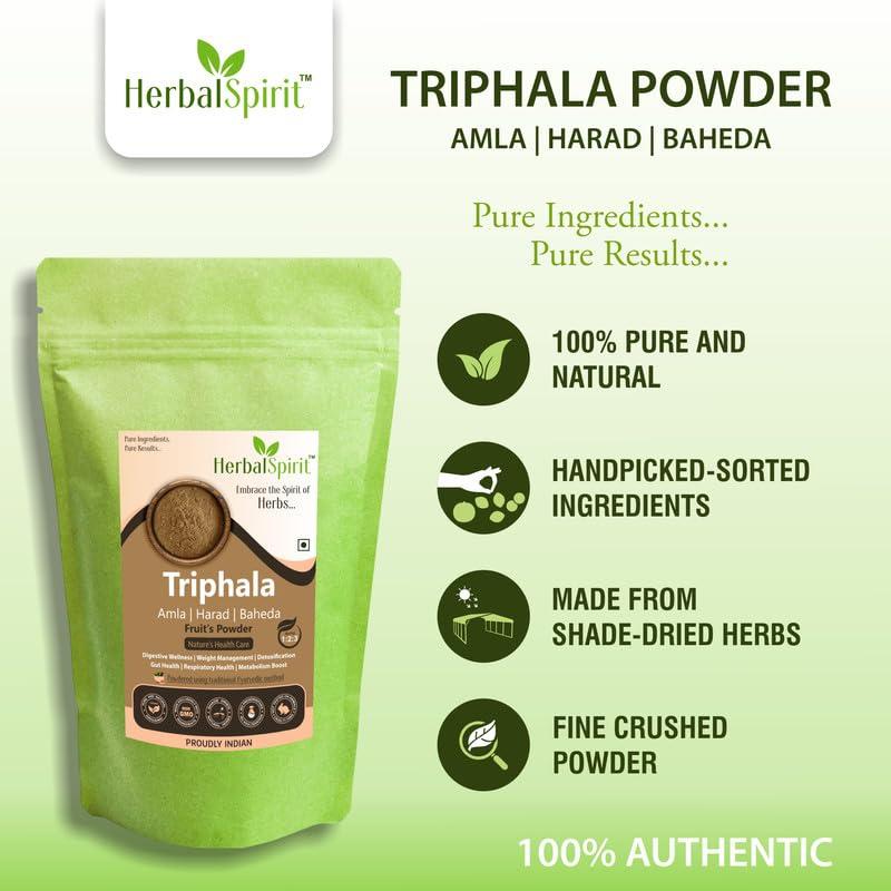 HerbalSpirit Herbal Spirit Triphala 3 2 1 Ratio Powder, 400gm | Triphala Churna Powder 1 2 3 Ratio | Triphala Powder 1 2 3 Ratio | 3 2 1 Triphala | 123 Ratio Triphala | Triphala 1 2 3 Ratio | Triphala Churna |