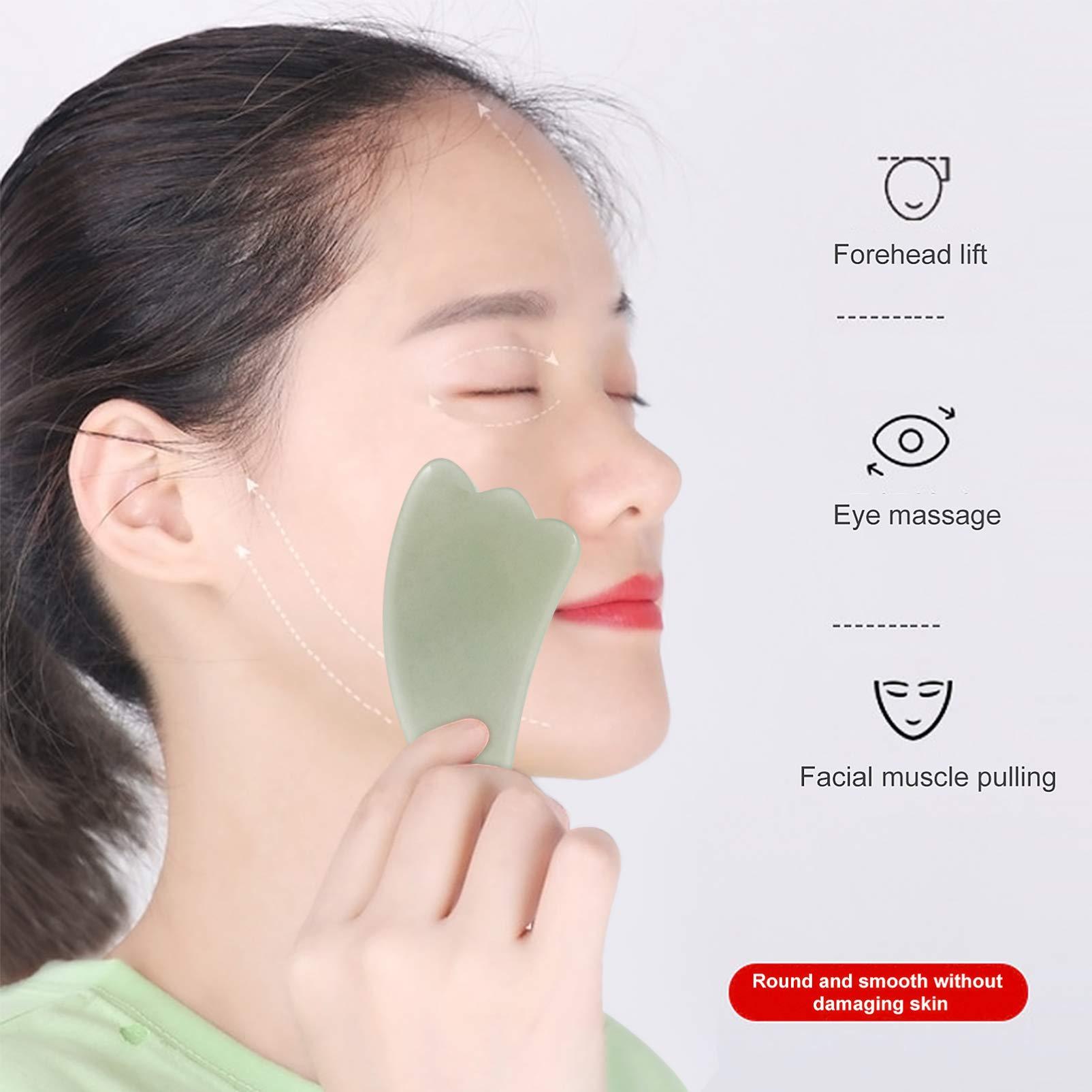 Artibetter ARTIBETTER Jade Face Massage Quartz Guasha Face Massage Tool Anti- aging Beauty Therapy for Skin Rejuvenation Face Scraping Tool for Women Green