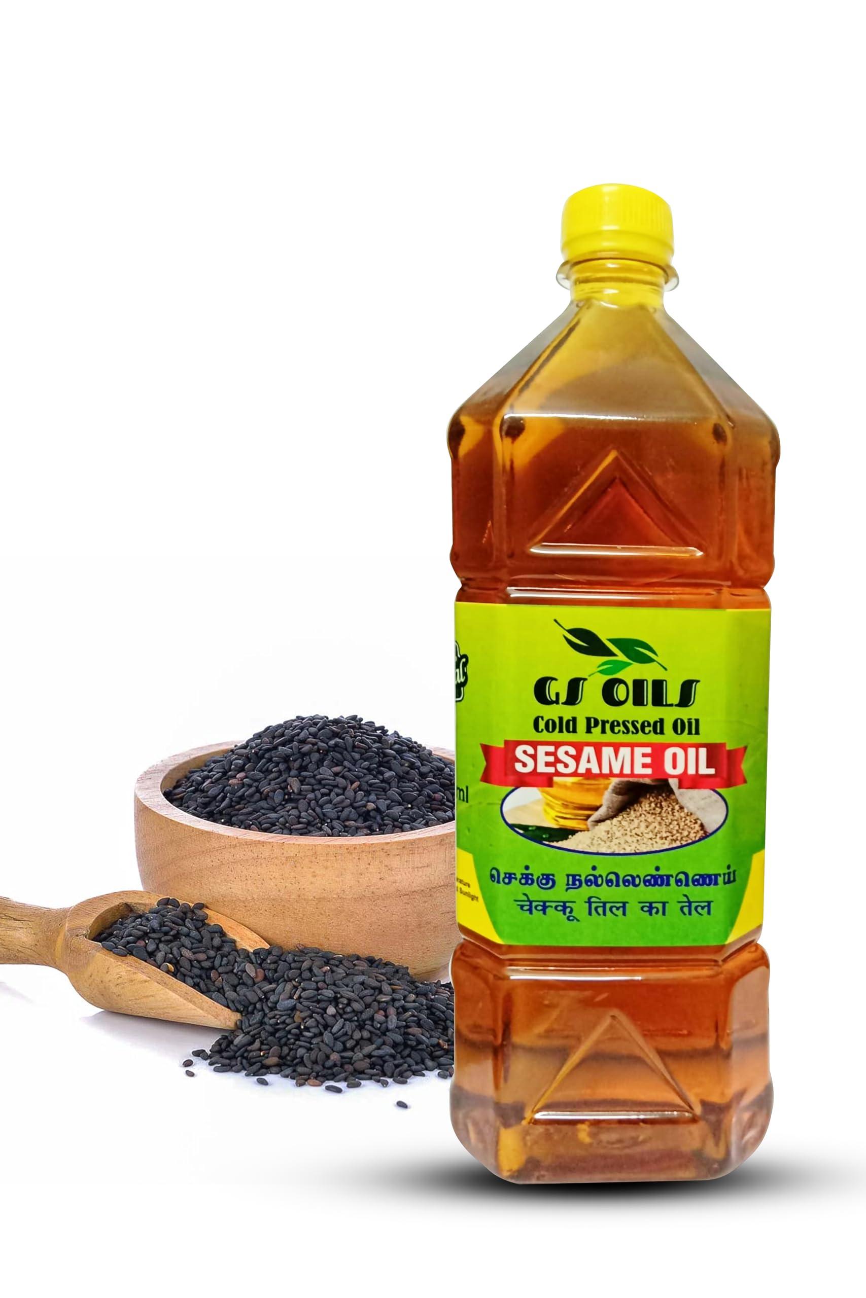 GS OILS GS OILS Cold Pressed Sesame Oil/Wood Pressed Gingelly Oil/Mara Chekku Nalla Ennai/Cold Pressed Til Oil/Kachi Ghani/Kolhu/Lakdi Ghana (3 Litre)