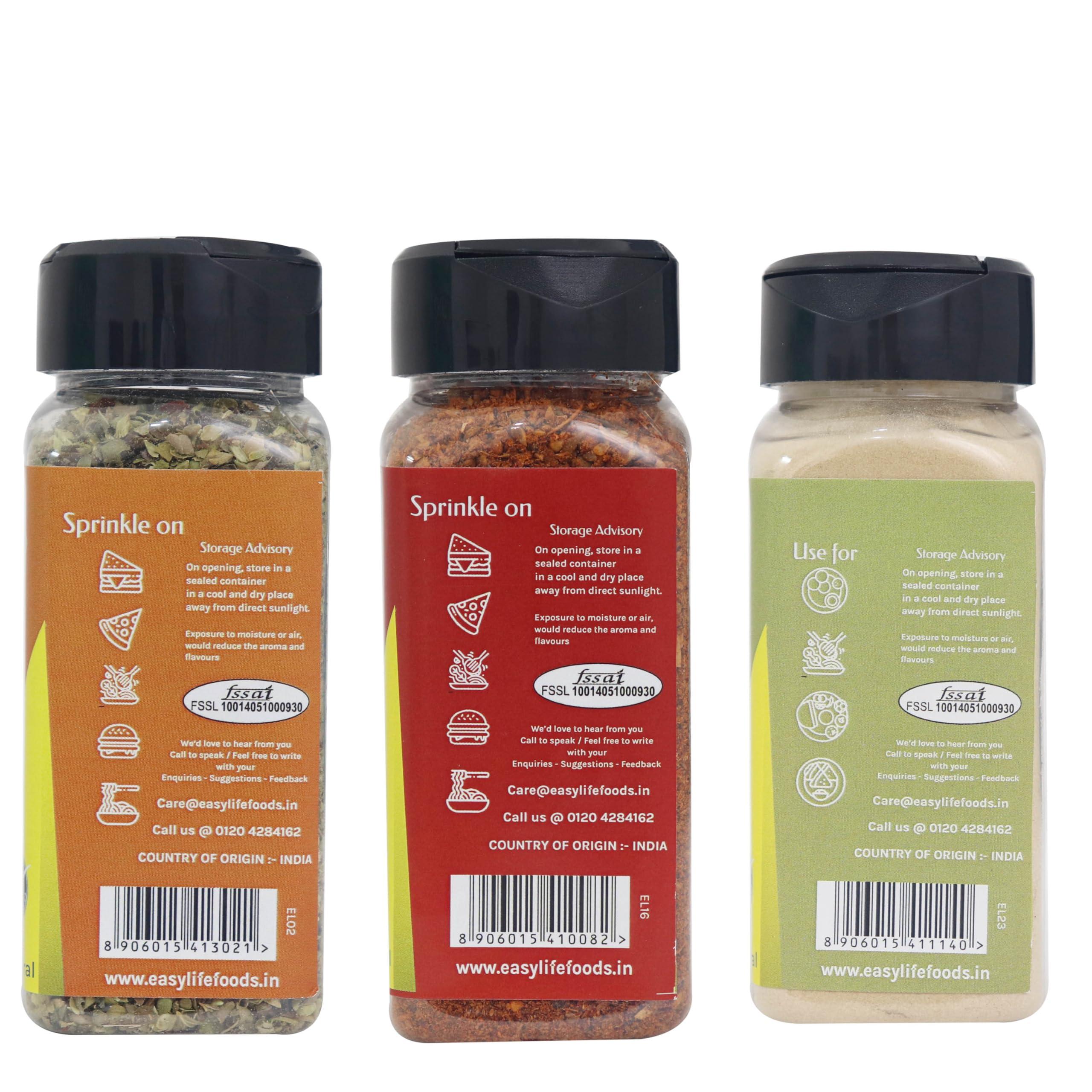 Easy Life Easy Life Pizza Seasoning 25g + Peri Peri Seasoning 75g + Garlic Powder 80g (Combo Pack of 3)