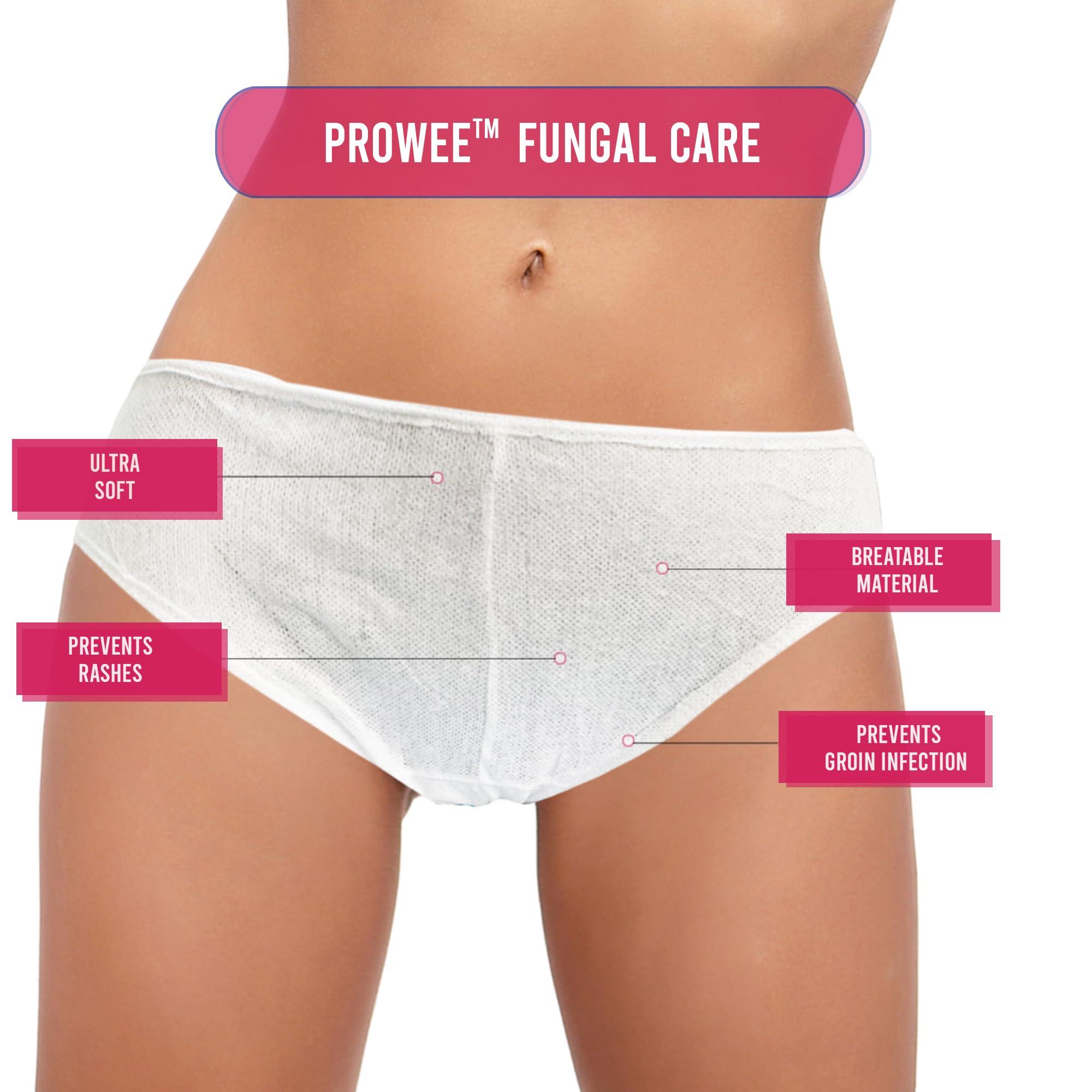 PROWEE PROWEE FUNGAL Care Women\'s Disposable Panty | Ideal for Urine Infections, Skin Infections, and Rashes in The Inner Thighs During Monsoon, Humidity & Hot Temperature for Regular Use (Pack of 5) (S)