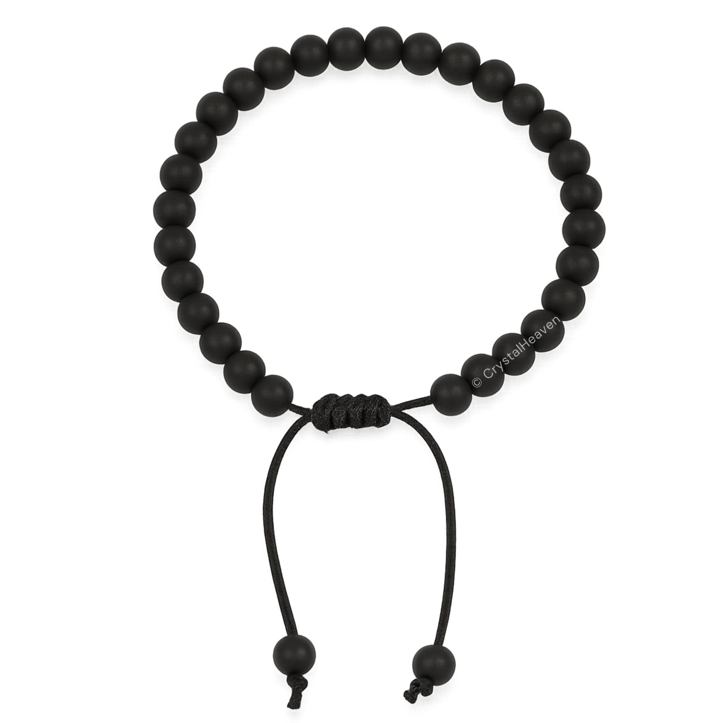 Crystal Heaven Certified Karungali Bracelet Original for Men Women - Black Ebony Wood Bracelet - Original and Natural Karukali Malai for Men Women Pooja Supplies (6mm Beads, Adjustable)