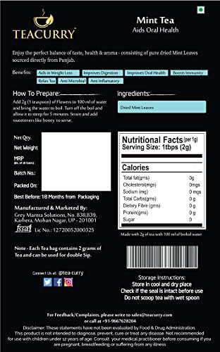 TEACURRY TEACURRY Mint Leaves Tea (25 Grams, 50 Cups) - Helps in Digestion, Bad Breath - Brazil's Mint Leaves