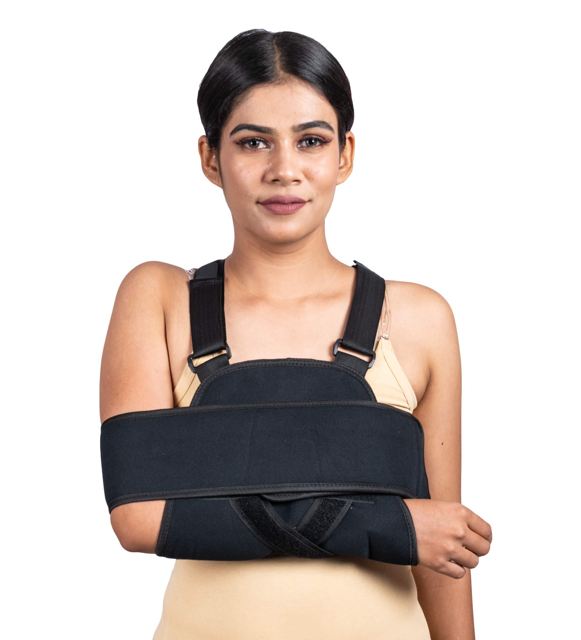 Wonder Care Arm Sling Shoulder Brace - Best Fully Adjustable Rotator Cuff and Elbow Support - Includes Immobilizer Band for Quick Recovery - for Men and Women (42\"-54\")