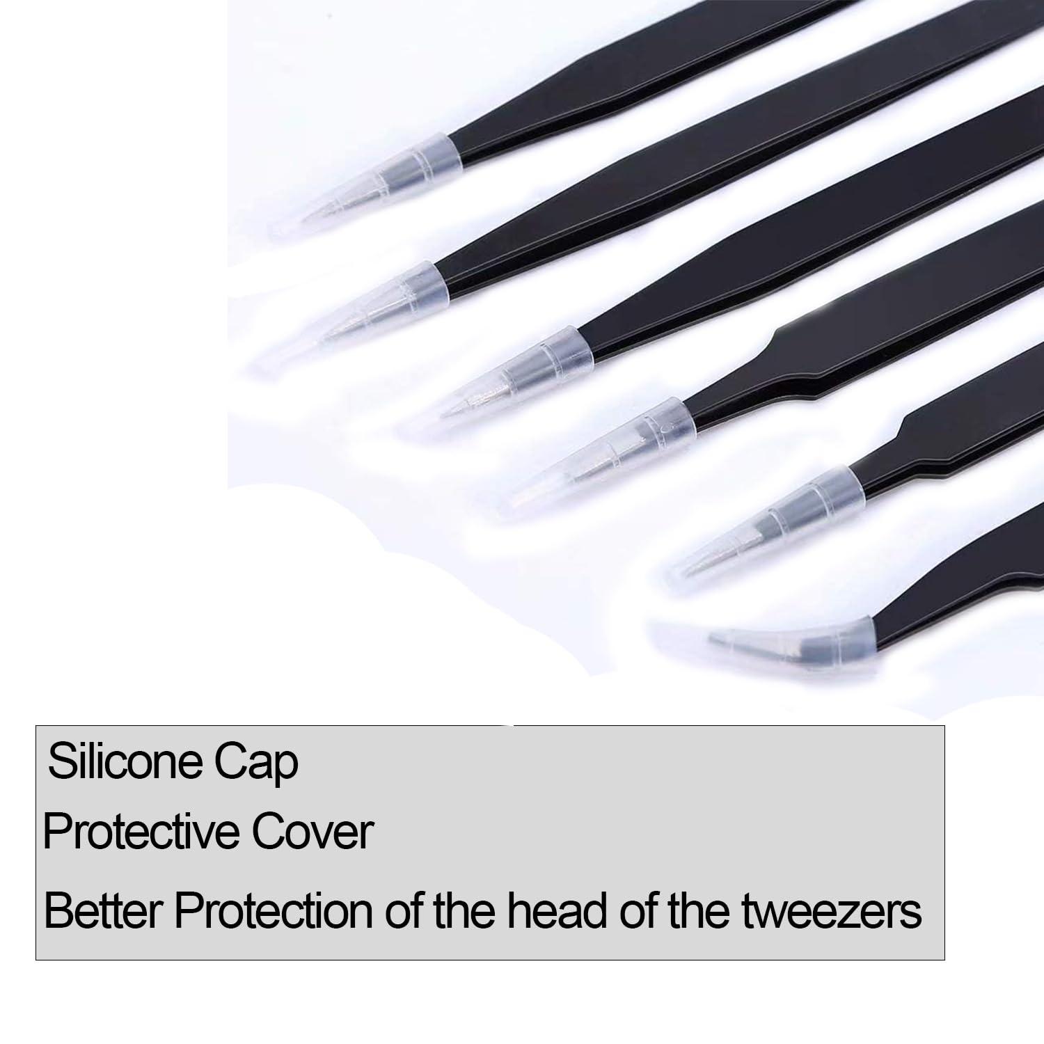 MADHYA MADHYA Tweezers for Ingrown Hair Removal, Surgical Grade Medical Tweezers with Sharp Needle Nose Point Tips Ideal Pointed Tweezers for Splinters & Tick Removal, Black, Pack of 6