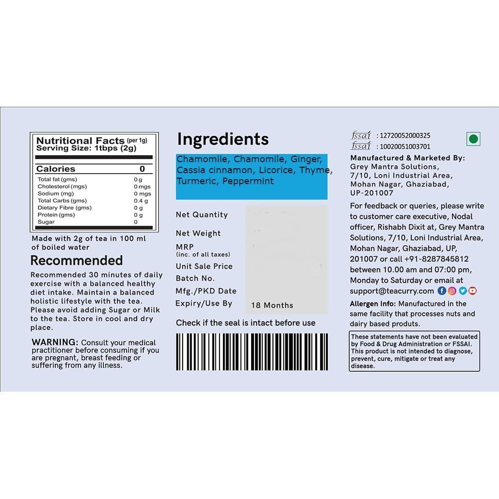 TEACURRY TEACURRY Back Pain Tea (100 Grams, 50 Cups) - Helps with Back Pain, Sciatica, Herniated Disc-Tea For Bones