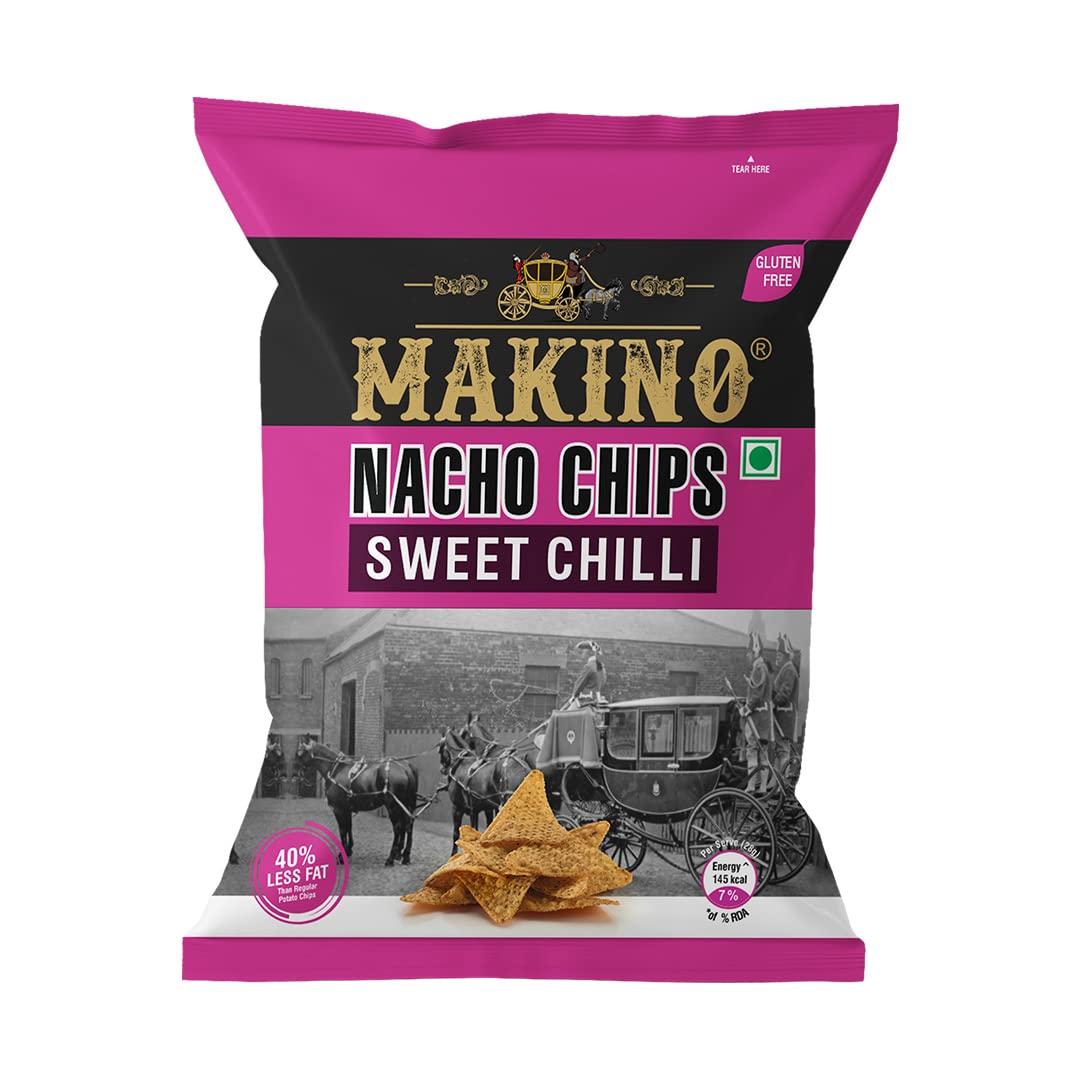 Makino Makino - Nacho Chips Roasted Masala, Peri Peri, Cheese, Jalapeno, Sweet Chilli, Salsa Flavour of 60 Gram | Tortilla | Healthy | Tasty Savoury Snack | Delicious Nacho Chips | Low Calorie - Pack of 6