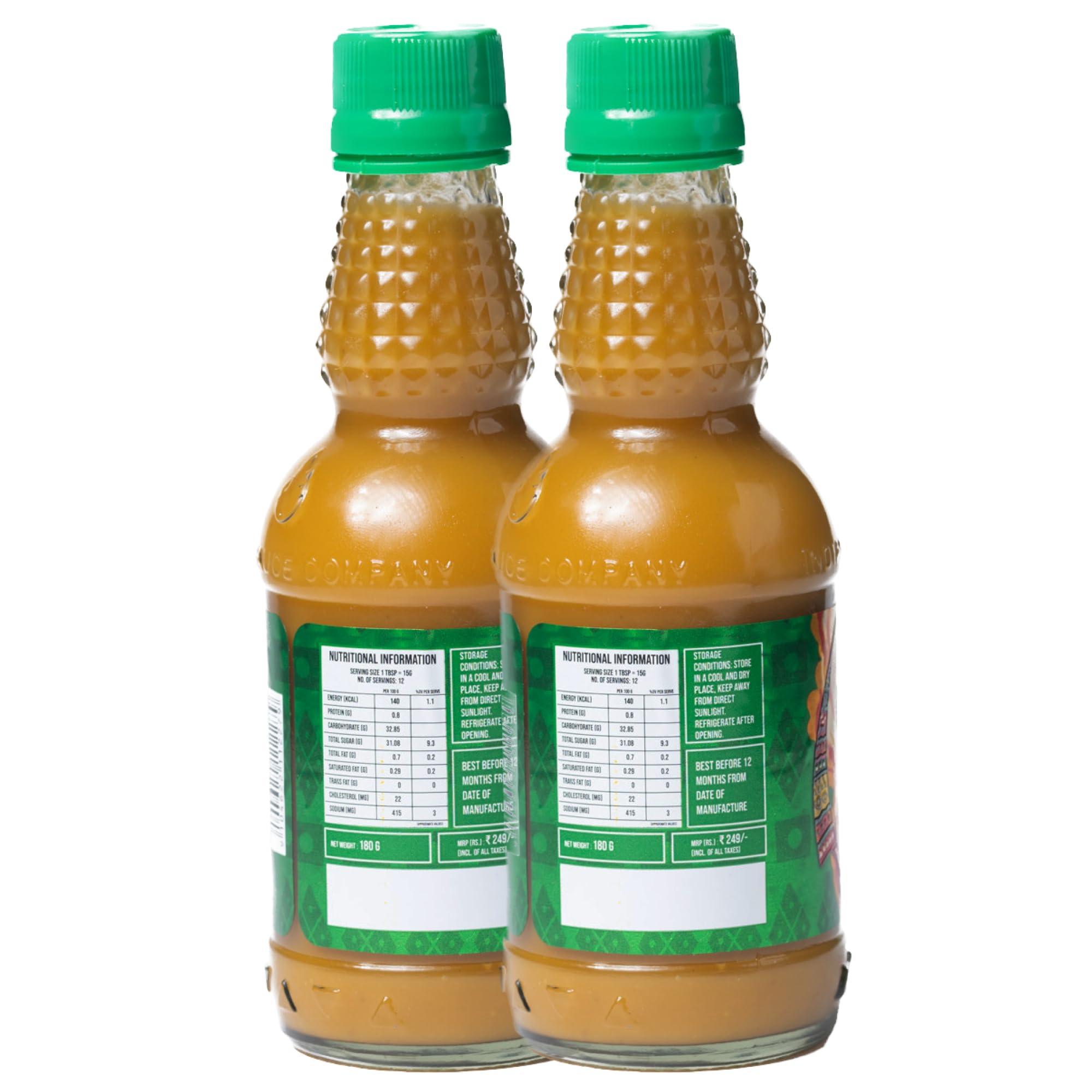 INDIAN SAUCE COMPANY Indian Sauce Company Mango Bhoot Jolokia Hot Sauce, 180 ml - Pack Of 2 | Perfect Blend of Flavour and Taste | Spicy Level 6 on 10 | Bhut Jolokia Chilli Sauce For All Cuisines | No Artificial Colours.