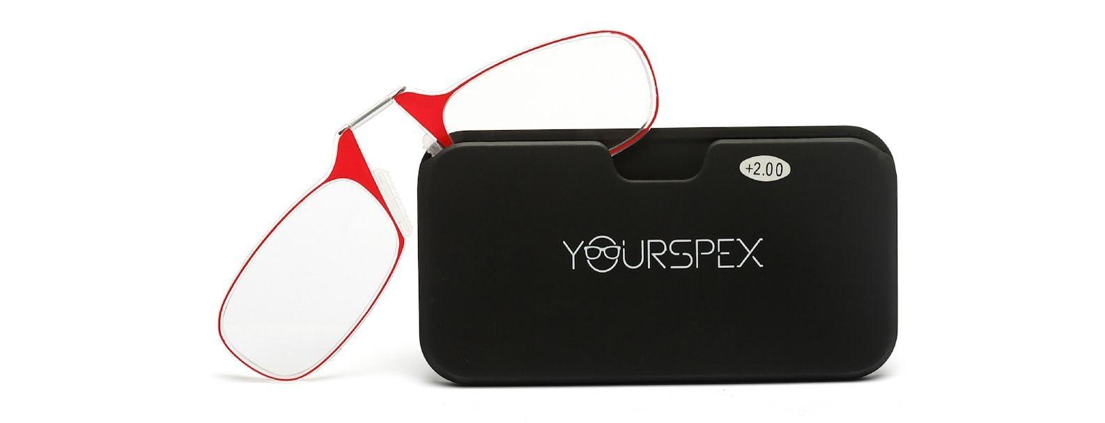 YOURSPEX YOURSPEX Nose Clip Reading Glasses for Men & Women, 1.50 Lens Power - UV Protected Clear Frame (Red)