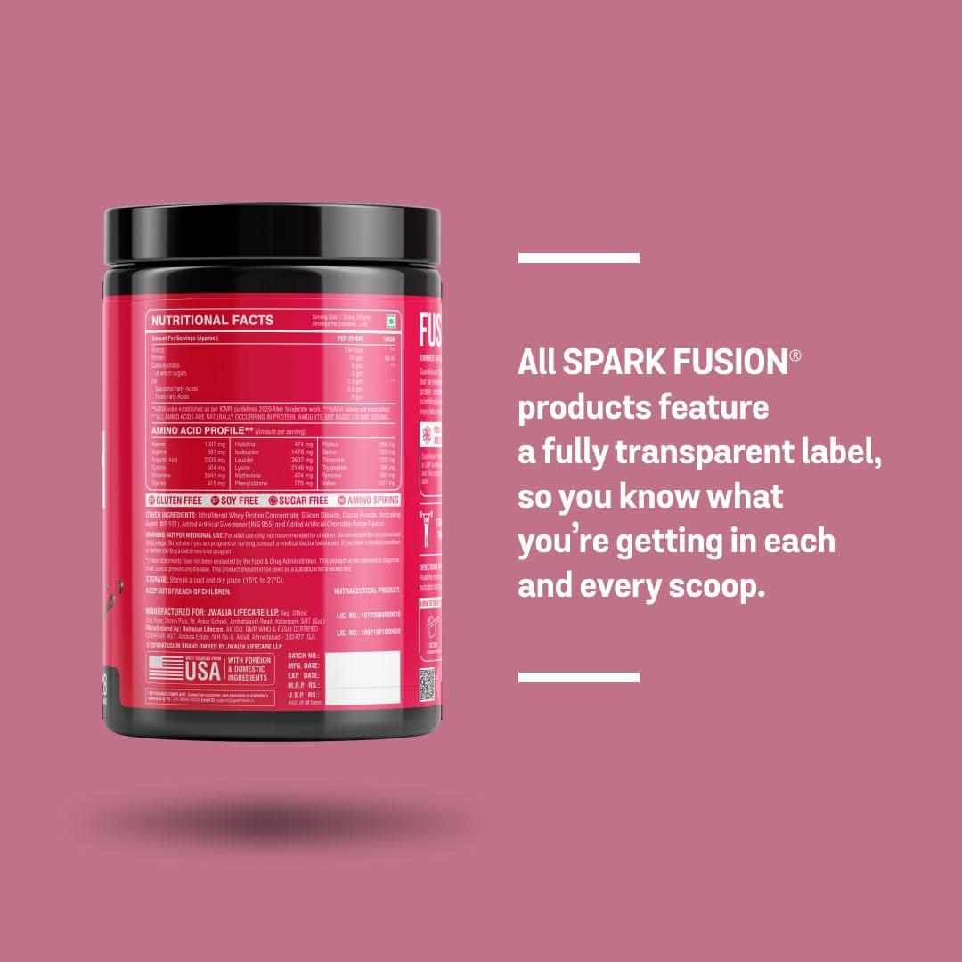 Sparkfusion Sparkfusion Fusion Whey Protein Concentrate Powder | 24g Protein,5.5g BCAA per Serving | For Muscle Recovery Workout Drink,Lean Muscle Growth | For Men & Women - Strawberry Cheese Cake Flavour, 1 kg