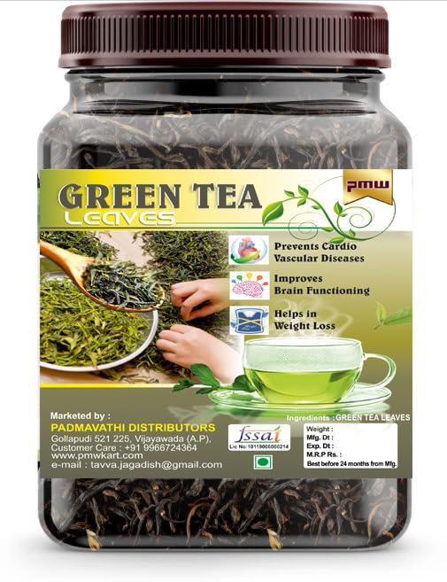 Pmw Pmw - Grade A Quality - Jar Pack - Dried Assam Green Tea Leaves - 100 Grams
