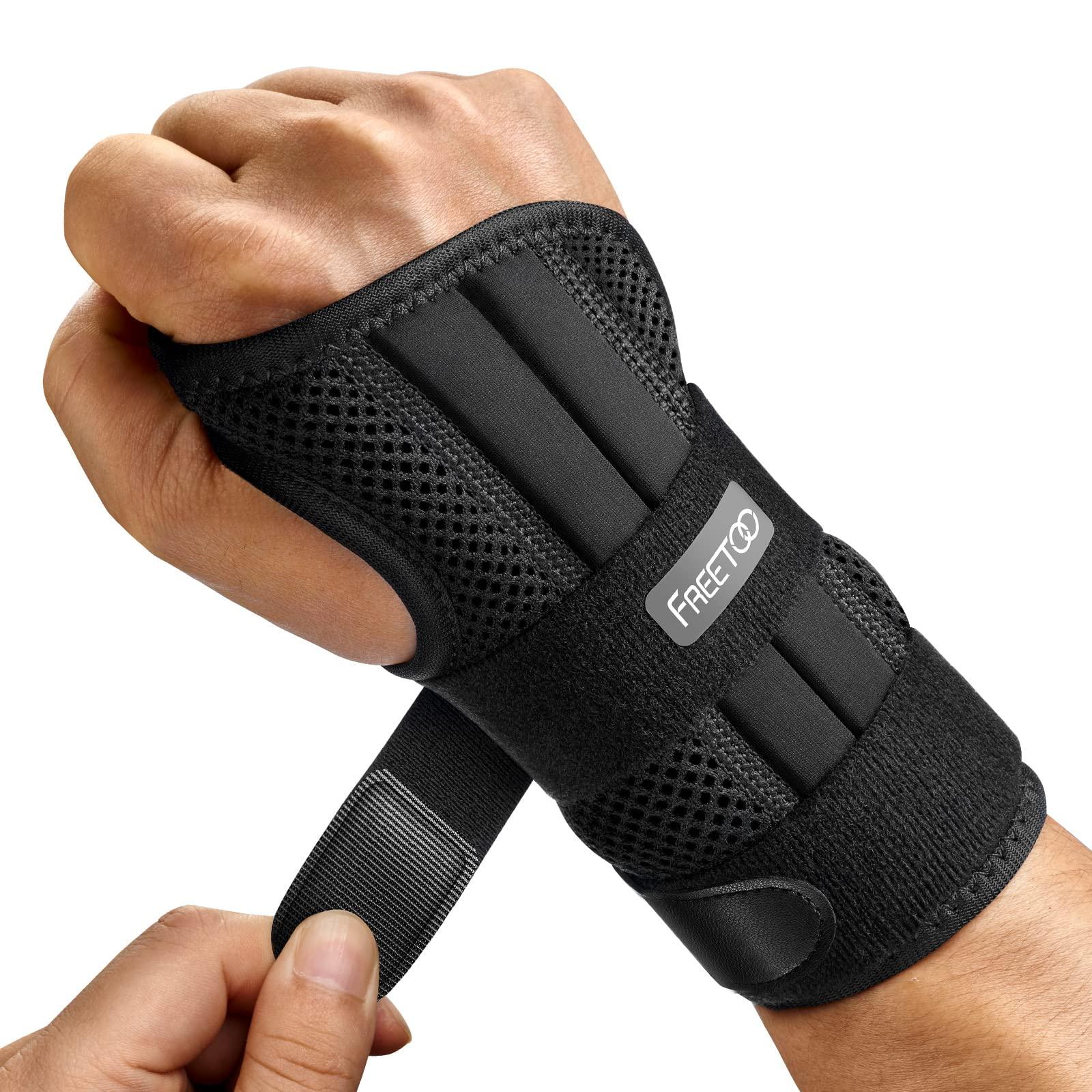 FREETOO FREETOO Wrist Brace for Carpal Tunnel Relief Night Support , Maximum Support Hand Brace with 3 Stays for Women Men , Adjustable Wrist Support Splint for Right Left Hands for Tendonitis, Arthritis , Sprains,Black