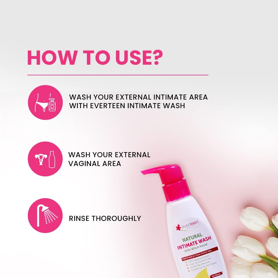 Everteen everteen Witch Hazel Natural Intimate Wash for Feminine Intimate Hygiene in Moms 2 Packs (105ml each)