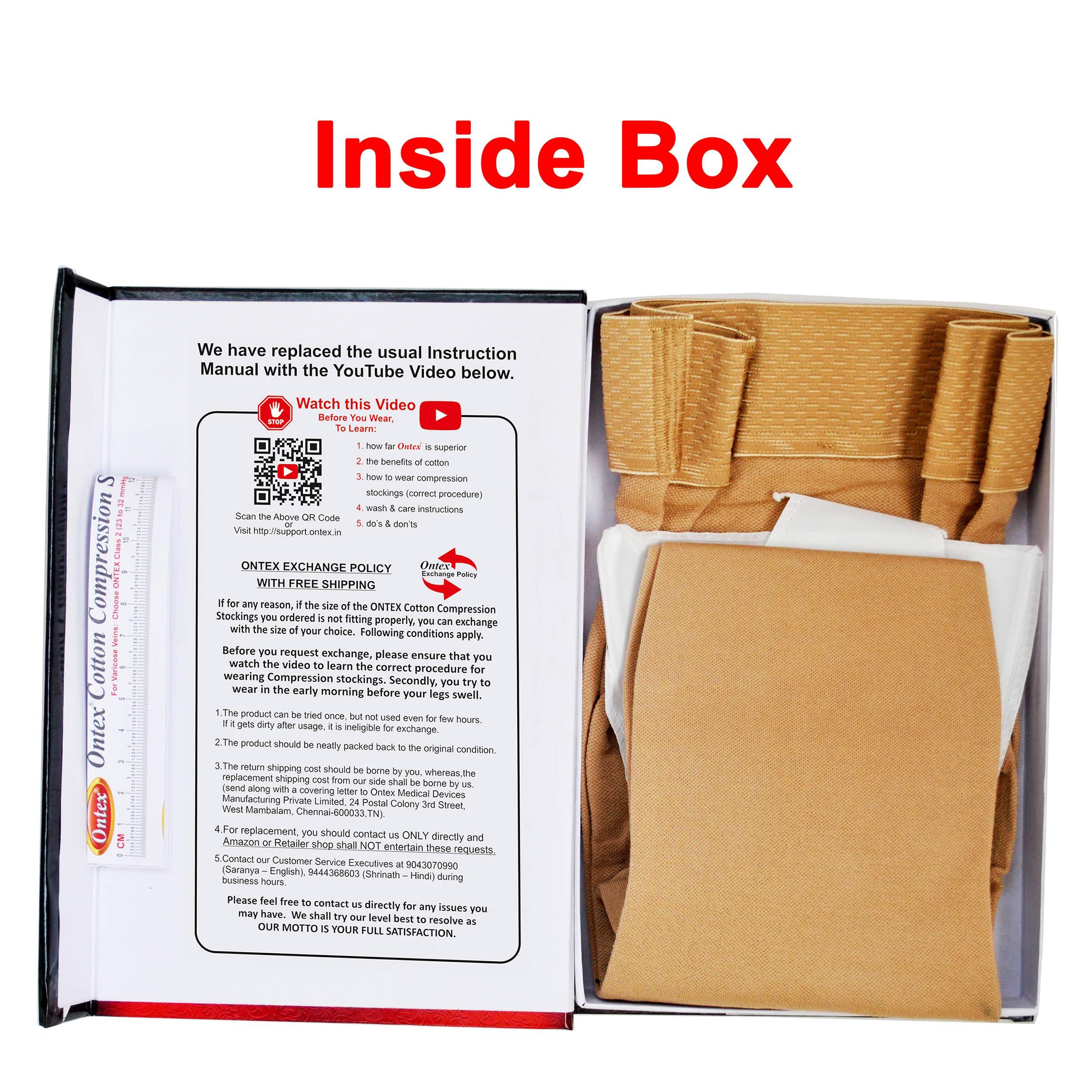 Ontex ONTEX Cotton Compression Stockings for Varicose Veins Class 2 | Compression Socks for Women & Men | Varicose Vein Stockings | vericose socks for women | Thigh Length - X-LARGE