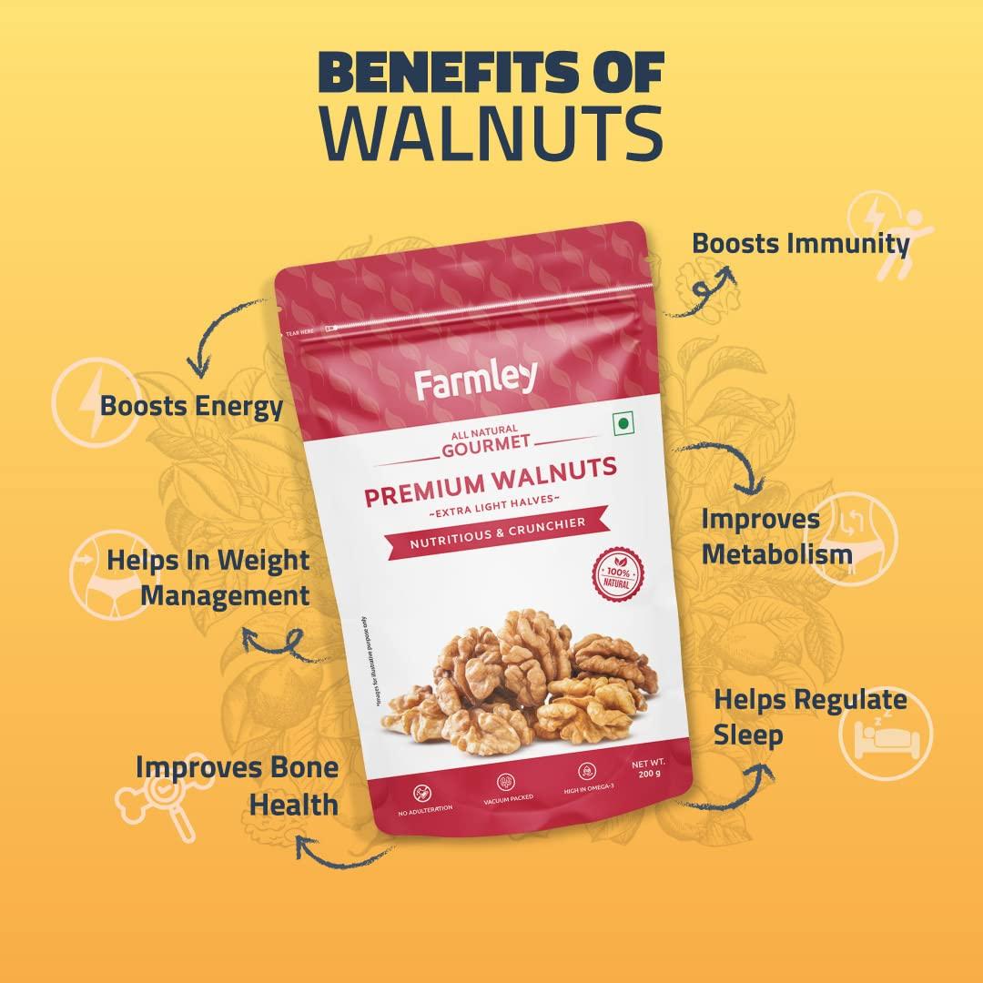 Farmley Farmley Premium Chile Walnut Kernel | 4 x 200 g | Walnuts Without Shell, Akhrot, Dry Fruits, Natural Akhrot Giri, Rich in Proteins & Antioxidants (Pack Of 4)