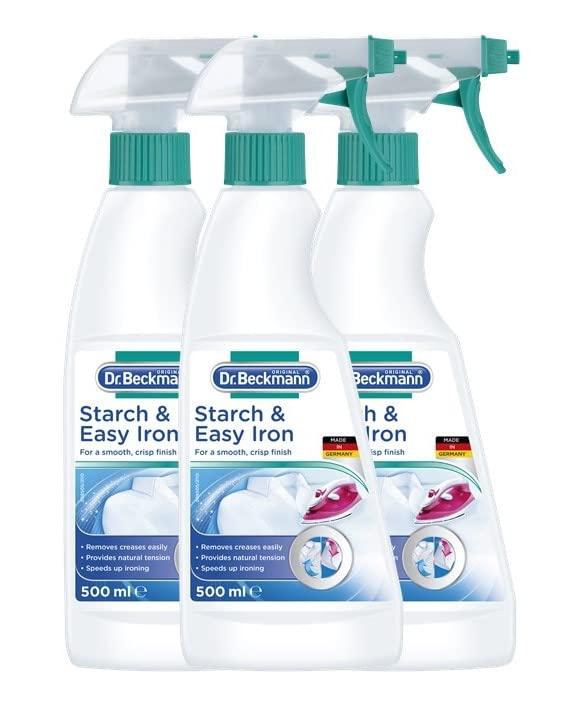 Dr Beckmann Dr. Beckmann Starch & Easy Iron 500ml | Iron Spray for a Smooth, Crisp Finish | Removes Creases Easily & Speeds Up Ironing | Starch Spray for Cloths | Wrinkle free instantly | Pack of 3