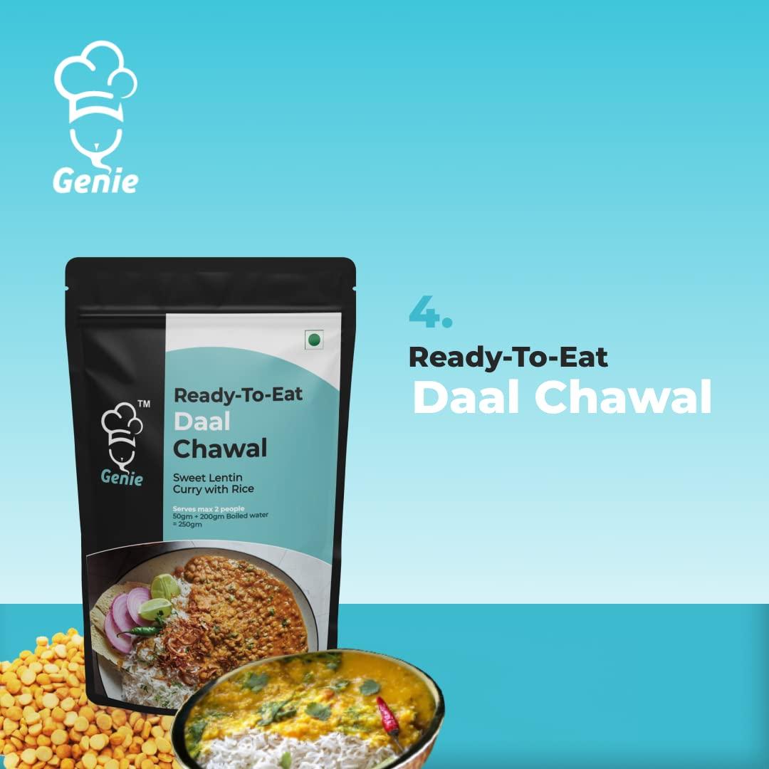 Genie food group GENIE FOOD Instant Ready to Eat Dal Rice Pack of 3- [Each Pack After Cook-250Gm] I Just Add Boiled Water I No Preservastives & Colors I Pure Veg | 100% Natural