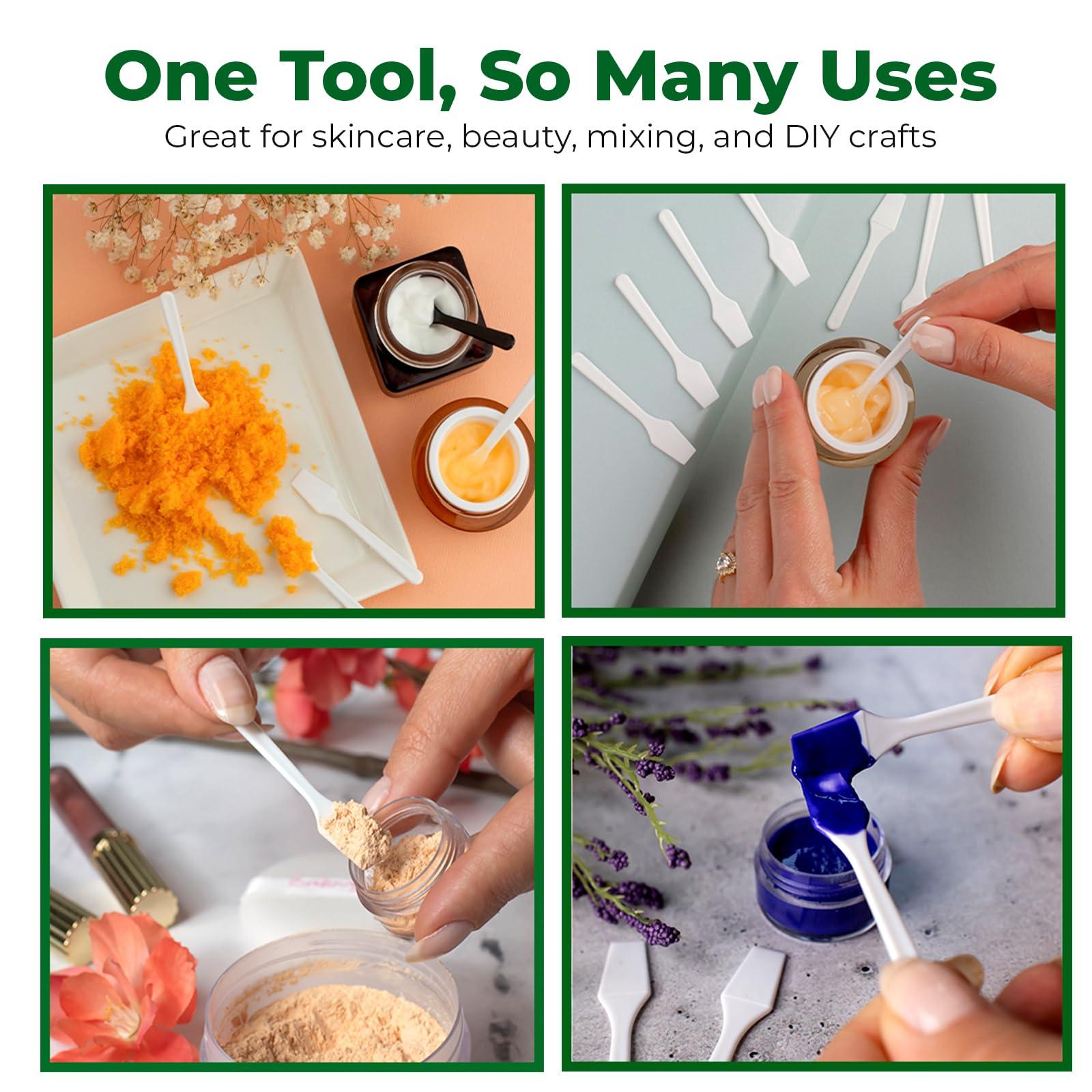 Kopperko KOPPERKO 100 Pack 2.5 Inch Cosmetic Spatulas - Small Plastic Spatula for Cosmetics, Makeup, Creams, Crafts - Multipurpose Mini Applicators for Mixing Creams, Make-Up, Paste and Scraping Jars White