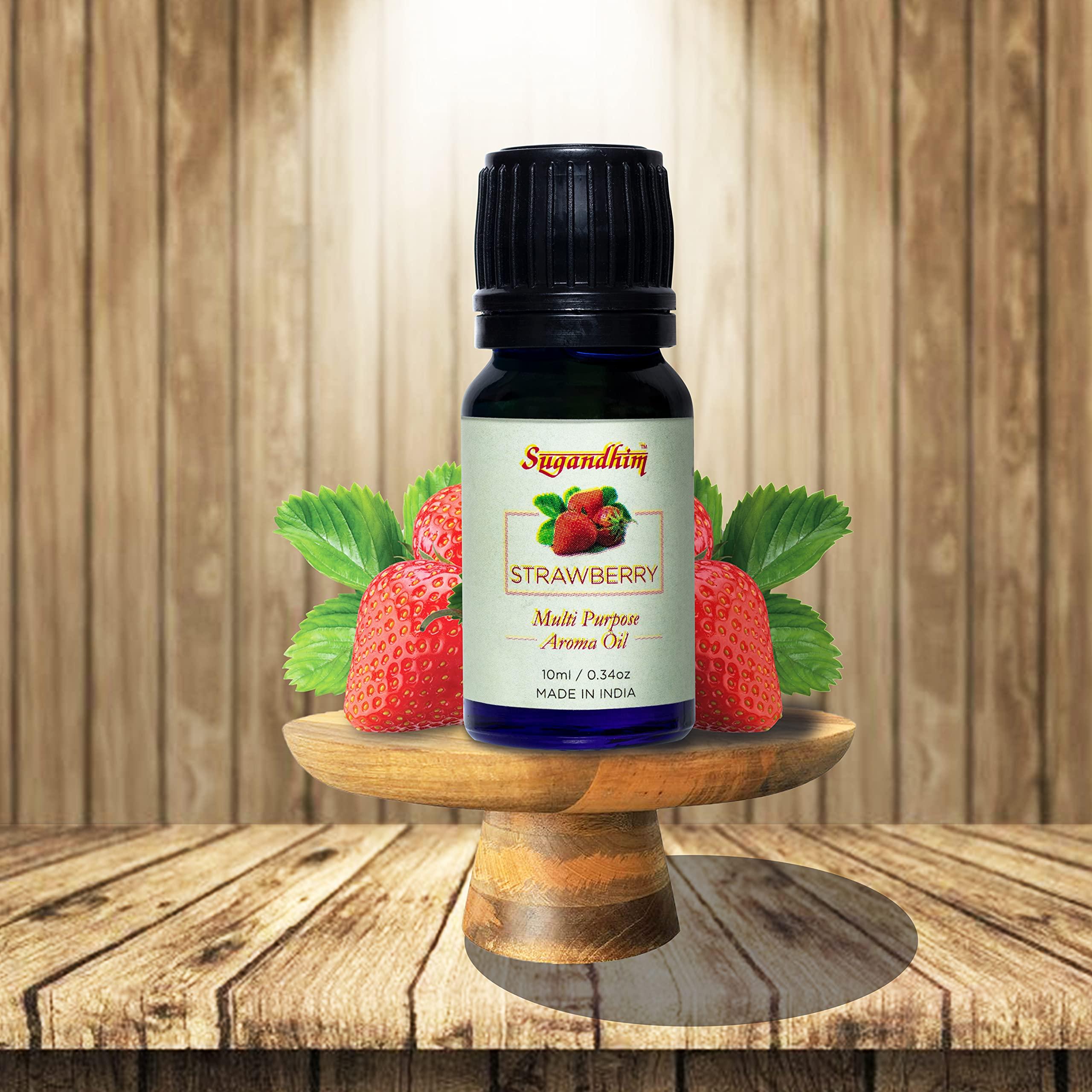 Sugandhim Sugandhim Multipurpose Aroma Oil Strawberry, 1 x 10ml, Natural Oil, Imparts Freshness In Bedroom Living Room Study Office & Other Spaces