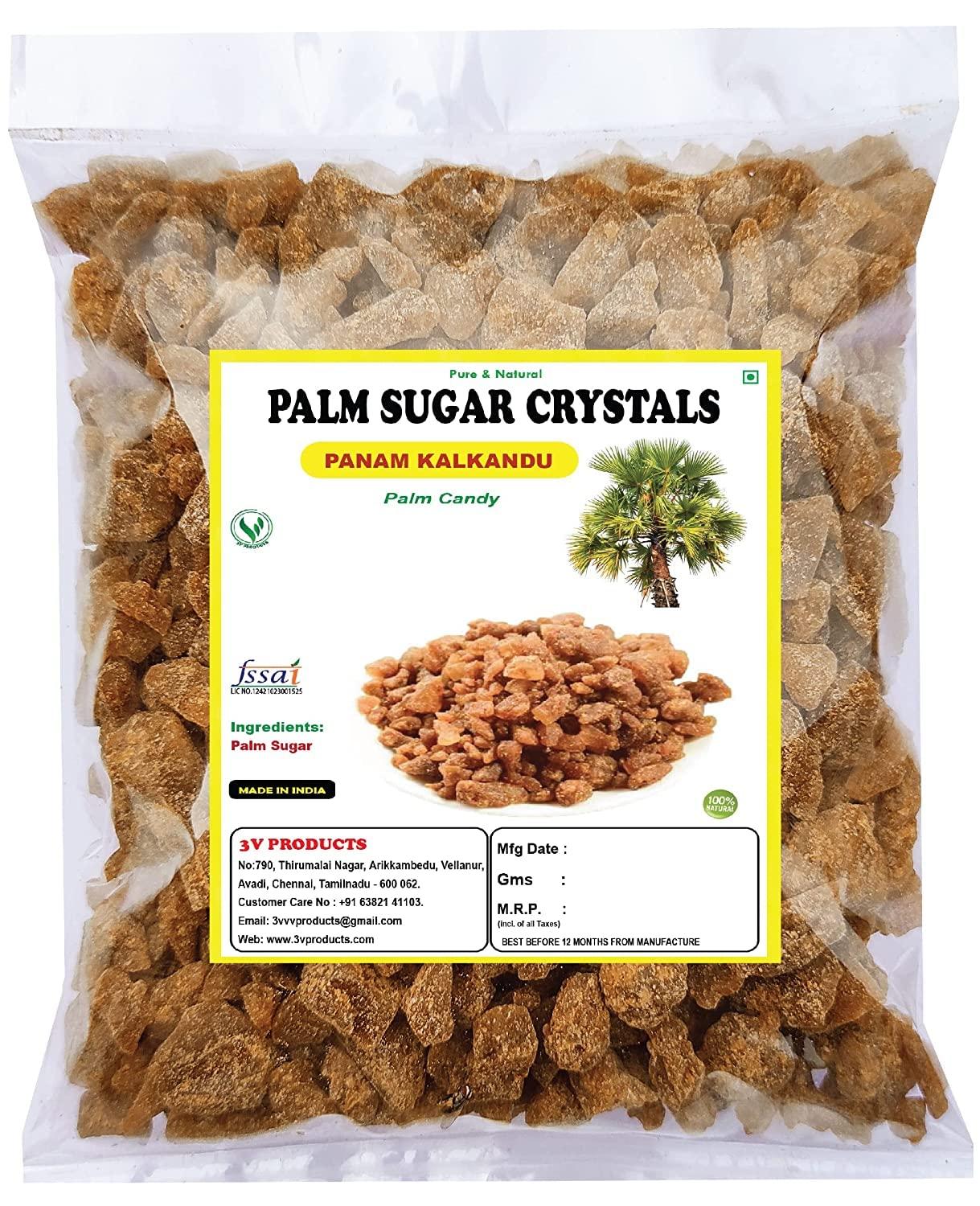 3V PRODUCTS 3V PRODUCTS Natural Palm Sugar Crystals 100g | Palm Candy | Panam kalkandu | Tal Mishri | 100% Natural Healthy Replacement for Sugar | Unprocessed Sweetener | Gluten Free, Non-GMO | Chemical Free