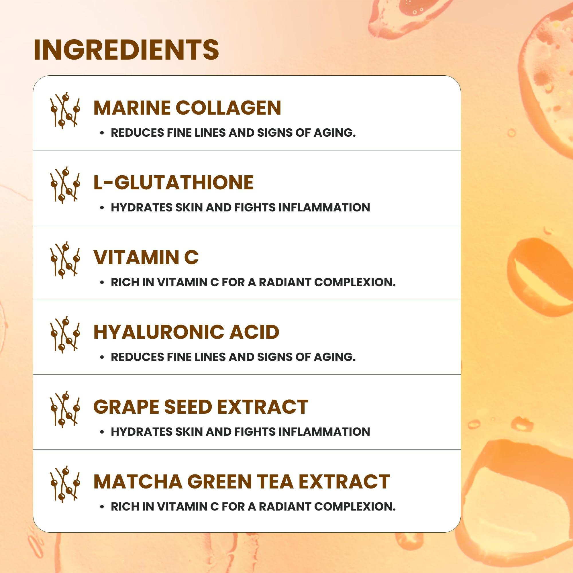 Rasha Rasha Lush Skin Drink Mix, Skincare Women-Collagen, Hyaluronic Acid, Matcha And Grape Seed Extract To Wrinkles, Dark Spots & Uneven Skin Tone, Collagen Supplement Youthful Skin 20 Sachets