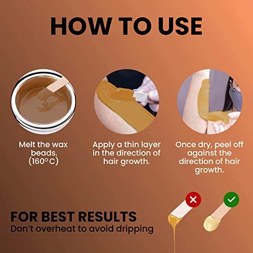 AZAH Azah Hard Wax Beans for Hair Removal | Brazilian Wax for Bikini, Face, Eyebrows, Back Full Body | Stripless Wax Beads for Painless Hair Waxing | Hot Hair Wax for Women & Men | Bean Wax | Chocolate