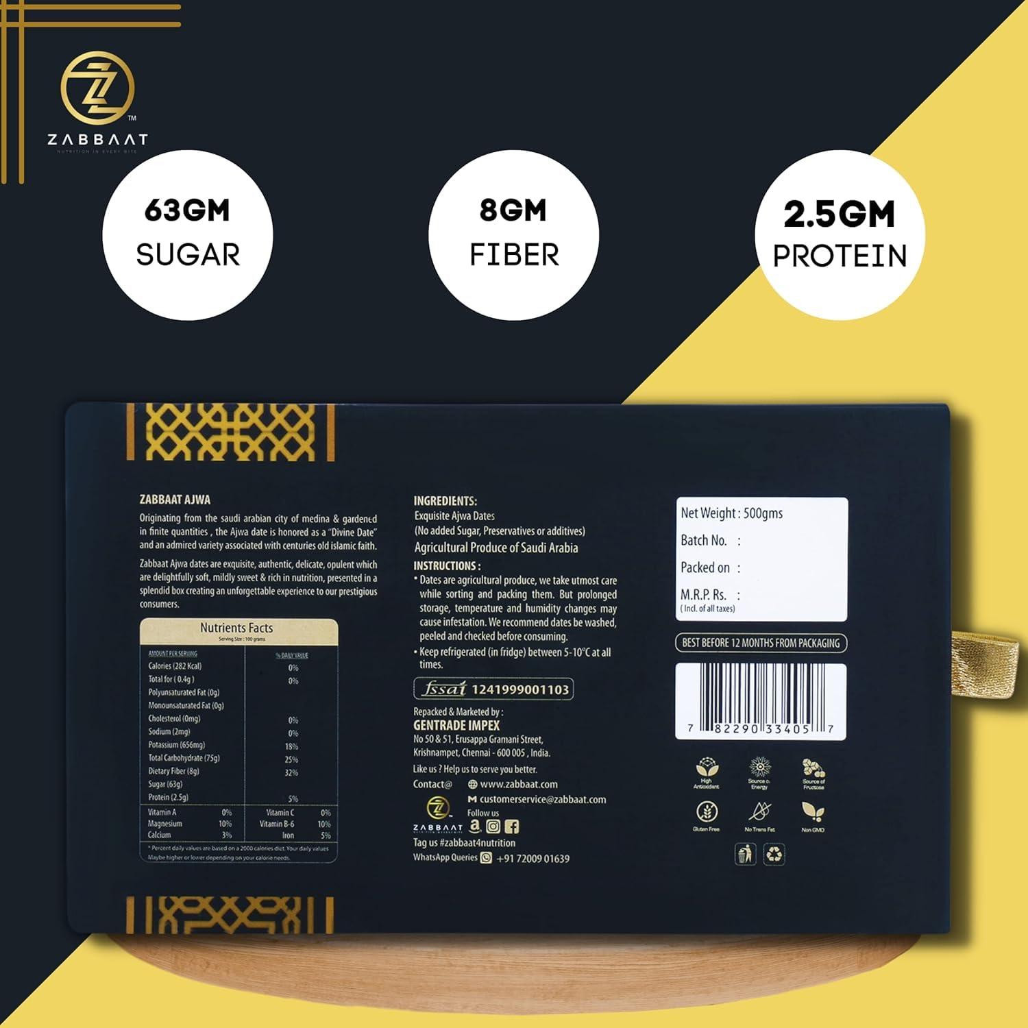 ZABBAAT ZABBAAT Ajwa Dates 400Gm|Dates In Fresh (Khajur/Khajoor)|Dry Dates|Black Dates|Ajwa Dates Original Arabian Dates|Dates Dry Fruits|Ajwa Khajoor Dry Dates|Khajoor Dates Pack Of 1 (400 Gm Pack)