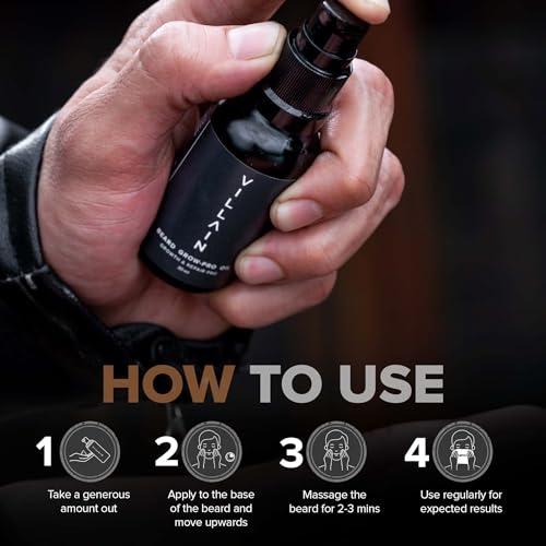 VILLAIN VILLAIN Beard Grow-Pro Oil, 30 Ml For Faster Beard Growth And Thicker Beard, Non Sticky, Best Beard Oil, Nourishes & Strengthens Uneven Patchy Beard & Moustache, Pack of 1
