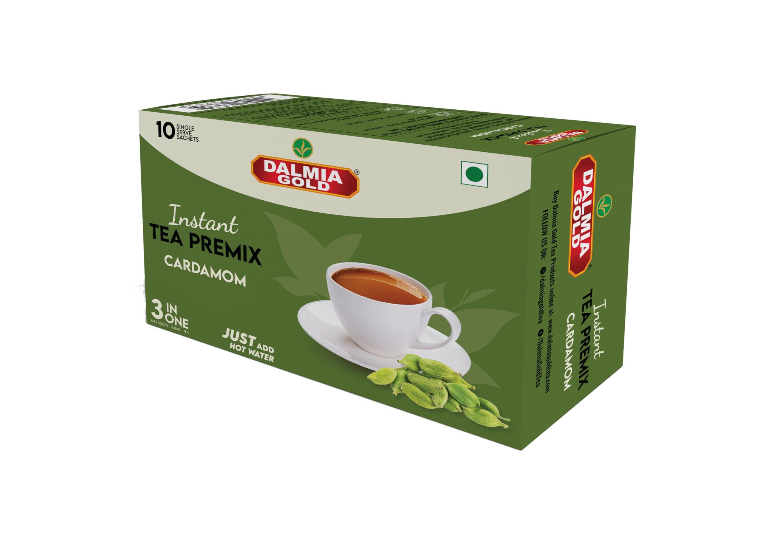 Dalmia Gold Dalmia Gold Instant Tea Premix - Elaichi Flavour - Regular Sugar (14 Grams * 10 sachets) (Makes 100 ml) | Cardamom Instant Tea Powder