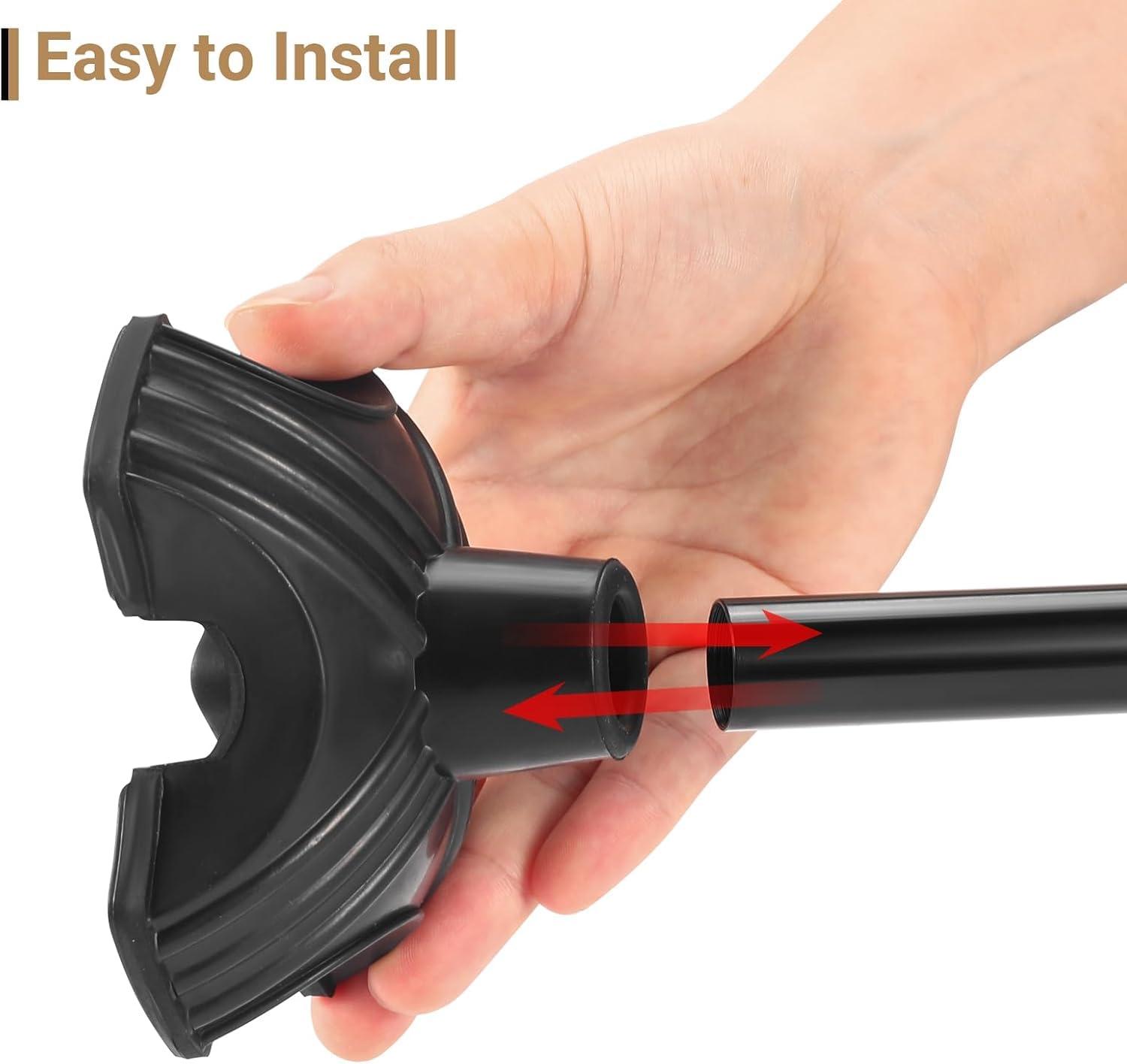 MCP MCP Self Standing Quad Base Replacement for Most Walking Canes, Walking Sticks, Folding Canes or Offset Quad Pod or Tripod Canes - 4 Prong Rubber Cane Foot Pad Big (Black)