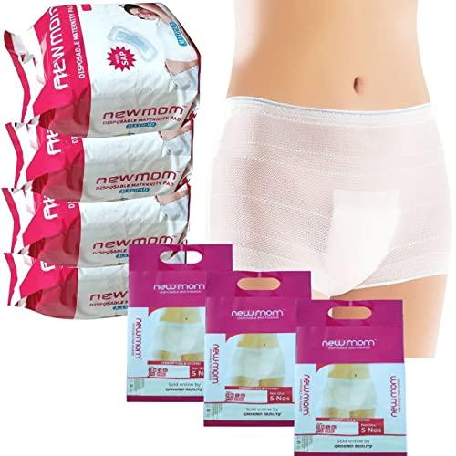LADY HAWK LADY HAWK Combo Value Pack New Mom Maxi Maternity Sanitary Pads Napkins and XL Panty Pad Fixator for Pregnancy/After Delivery. Ultra Soft 20 New Mom Pads and 15 XL Panties for Hip Size 101-112cm