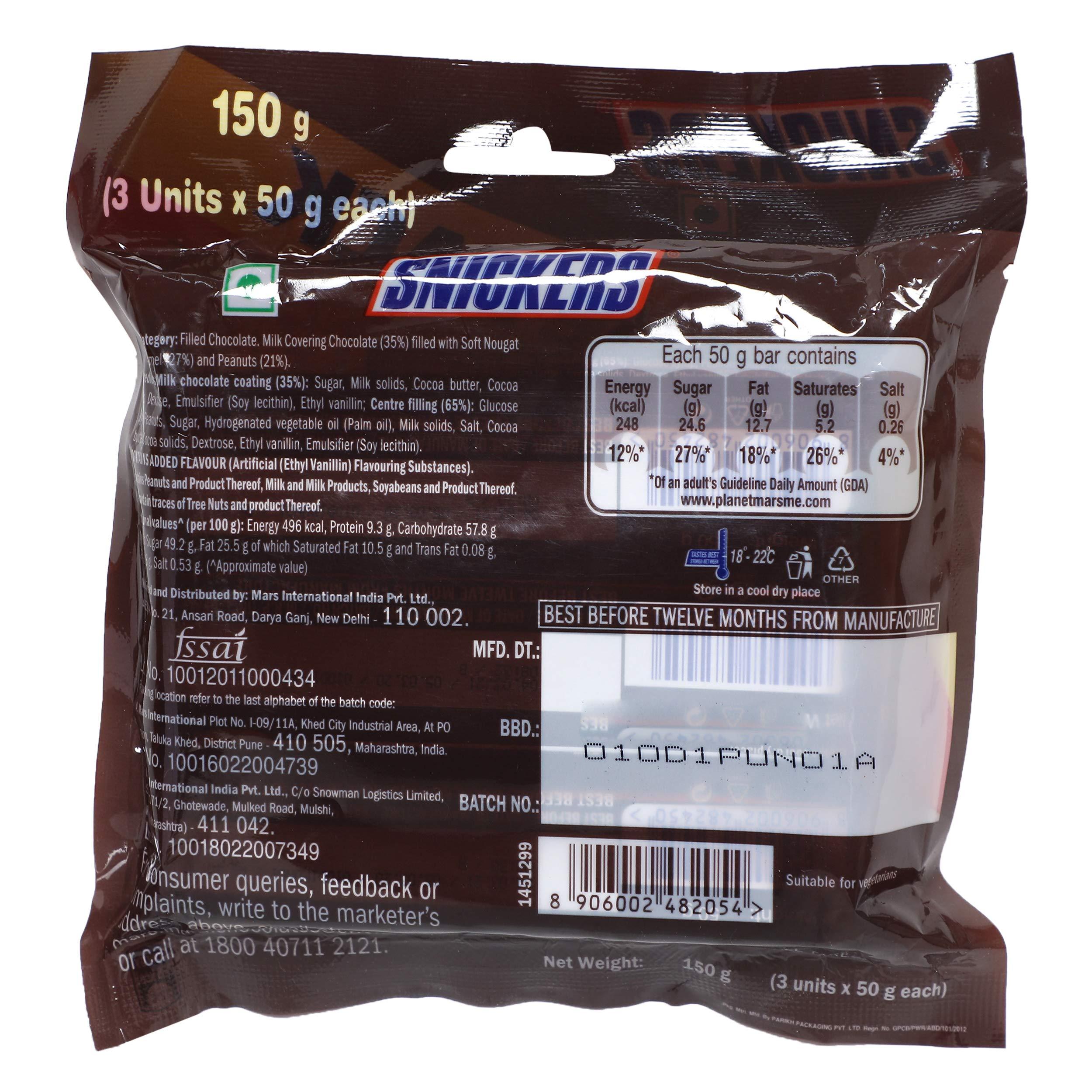 Snickers Snickers Chocolate Bar, 50g x 3