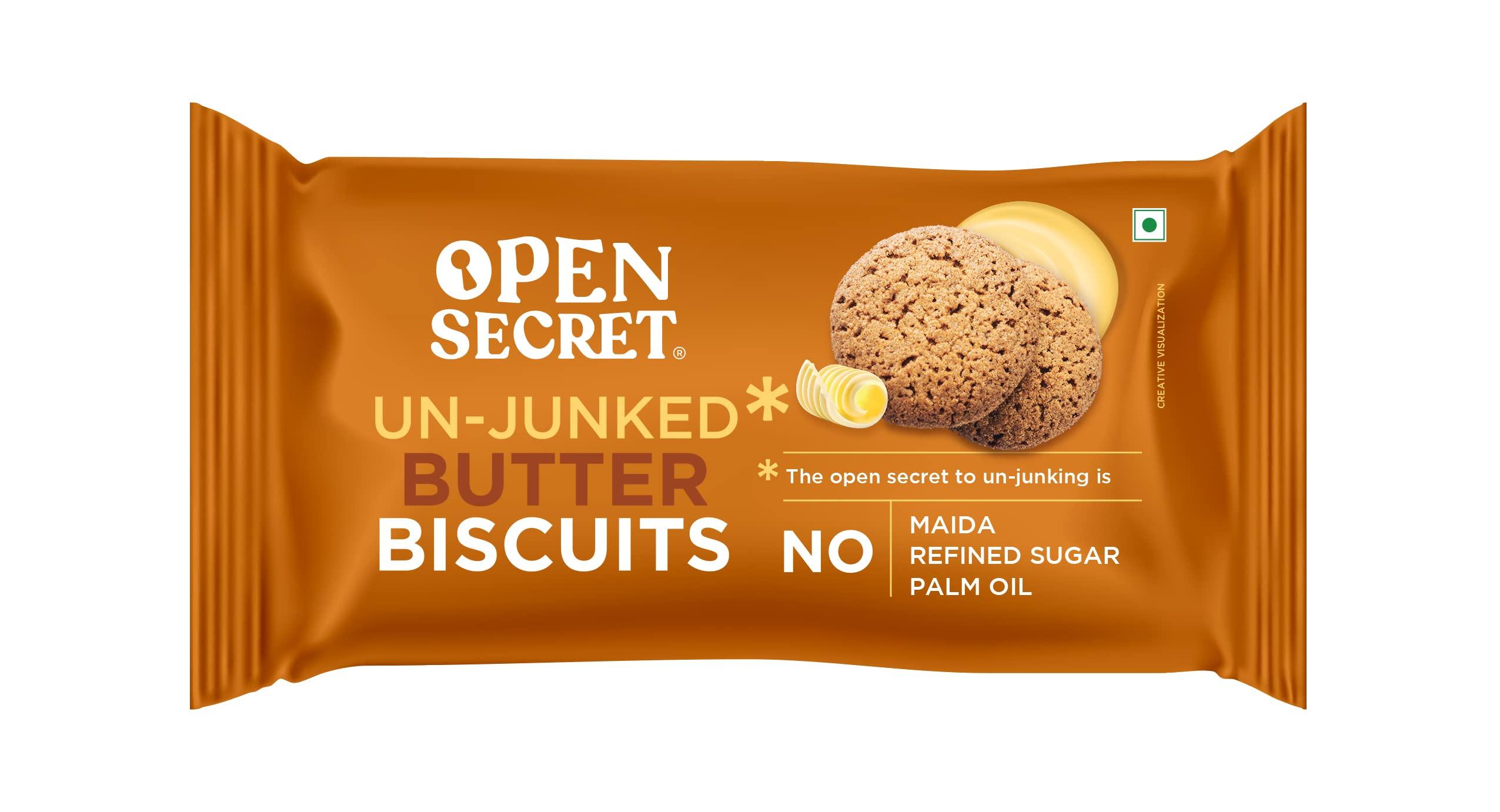 Open Secret Open Secret Butter Biscuit Cookies | Protein & Fiber Packed | Healthy Snacks | No Added Maida No Refined Sugar No Palm Oil | Unjunked Biscuit | 40G - Pack of 6
