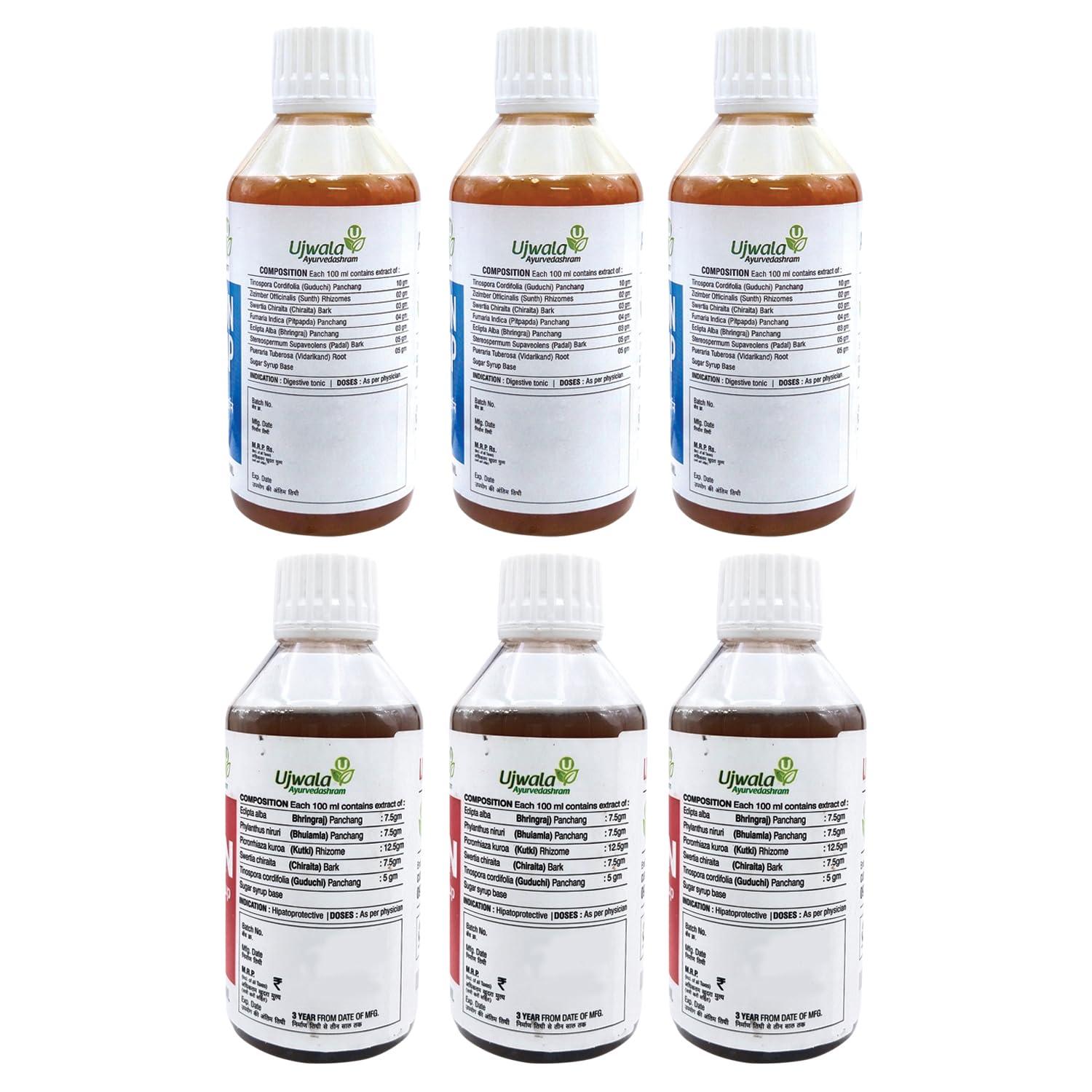 Ujwala Ayurvedashram Ujwala Ayurvedashram Livcon Syrup And Assicon Syrup | One Month Kit | Health & Weight Gain Syrup - Syrup, 1200 Ml