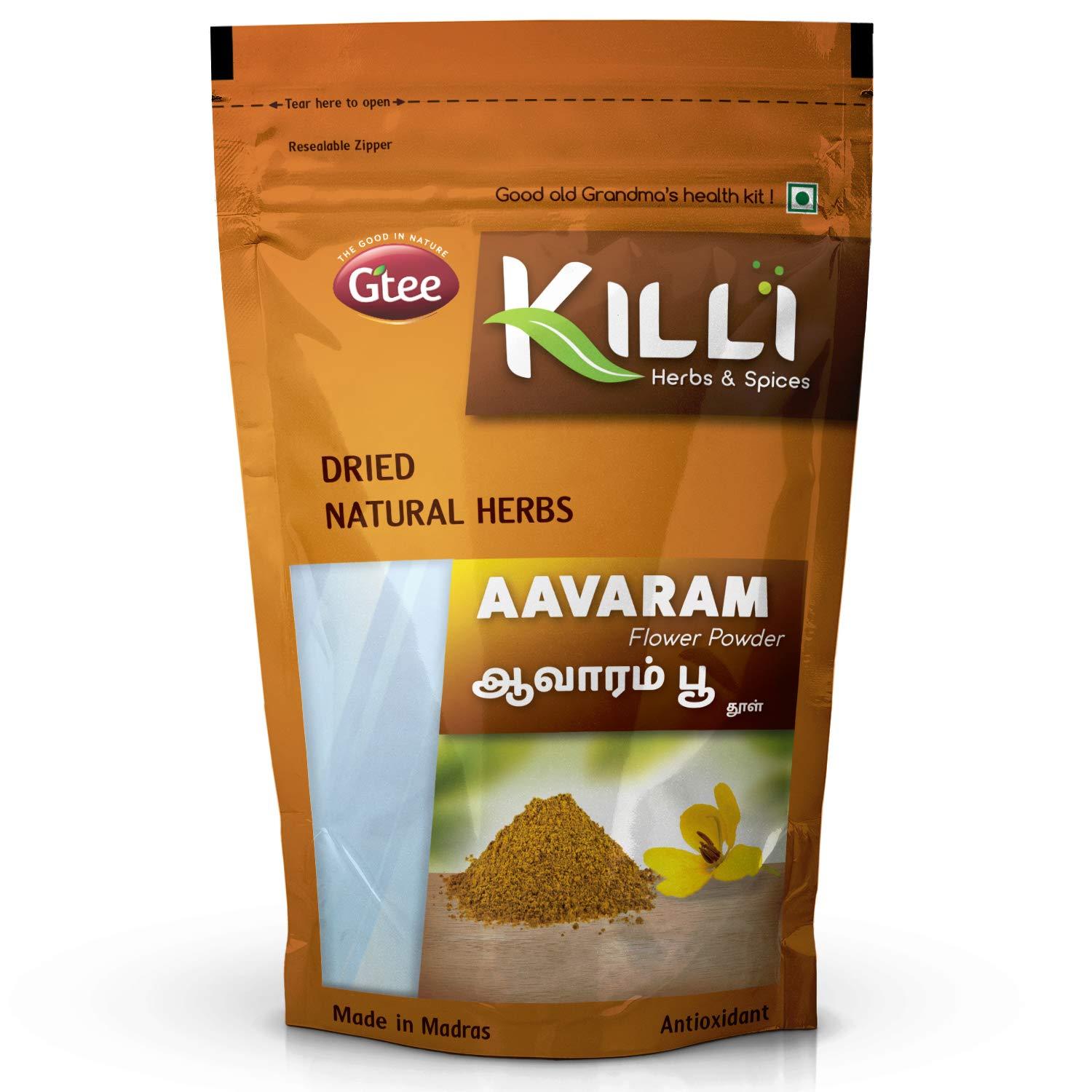 KILLI KILLI Avarampoo | Tarwar | Aavaram | Senna auriculata | Tangedu Flower Powder, 100g (Pack of 2)