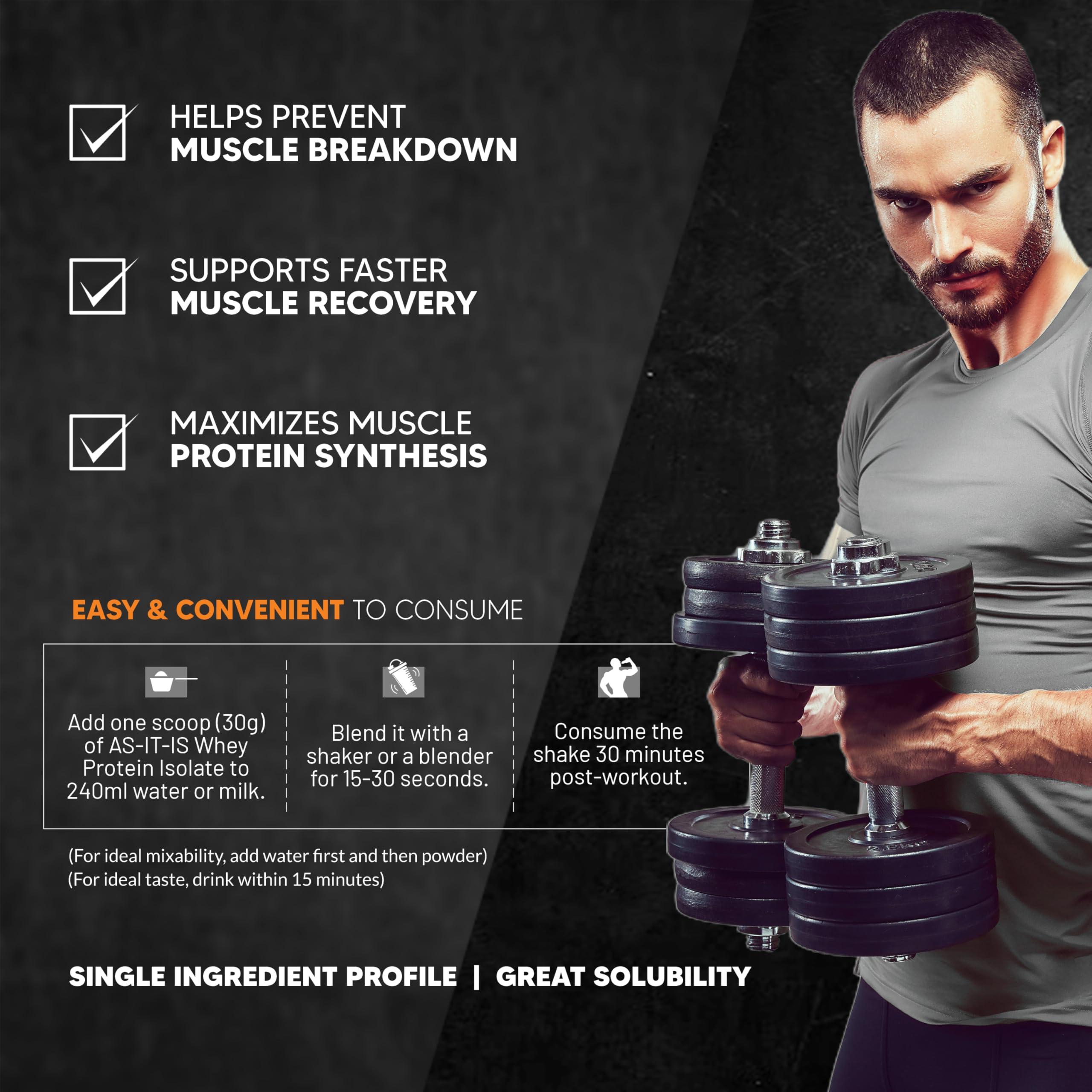 Asitis Nutrition AS-IT-IS Nutrition Whey Protein Isolate 90% - 500 Gms | Protein 27g & BCAA 5.9g per serving