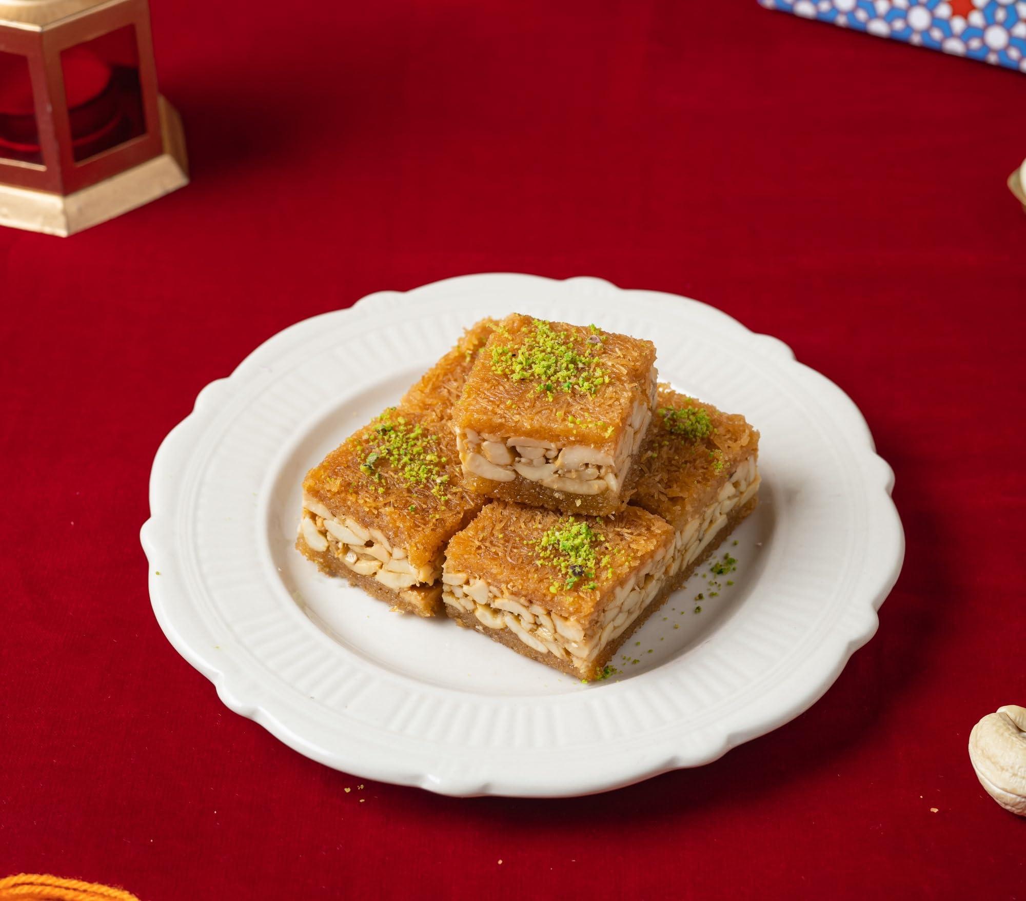 THE BAKLAVA BOX The Baklava Box- Assorted kunafa made using dry fruits, and honey and dipped in pure ghee. Kunafa box 250gms