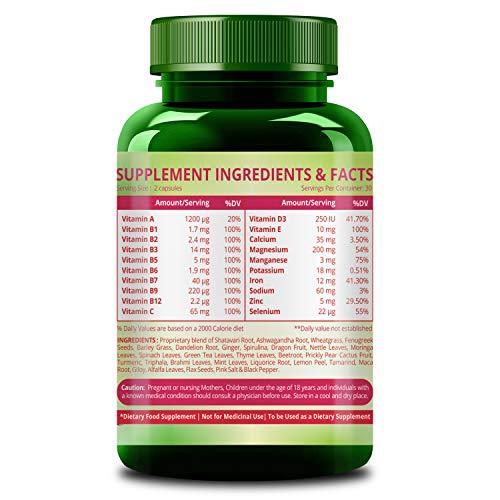 HIMALAYAN ORGANICS Himalayan Organics Whole Food Multivitamin for Women -60 Veg Capsules & Plant Based Collagen Builder for Hair and Skin with Biotin and Vitamin C - 90 Veg Capsules