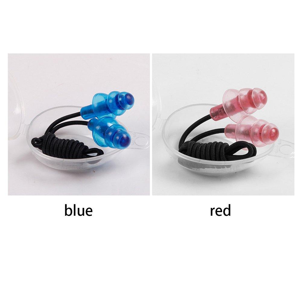 WARP WARP Silicone Waterproof Ear Plugs with Black Elastic Rubber String and Storage Box for Sleeping and Swimming (Blue)