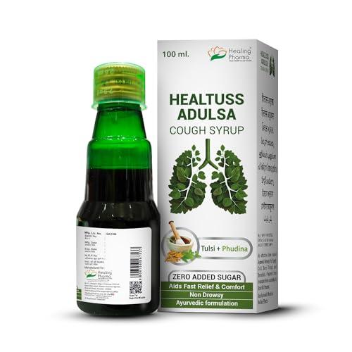 Healing Pharma Healing Pharma - Healtuss Adulsa Cough Syrup With Tulsi & Phudina | Ayurvedic Remedy | Zero Added Sugar - 100ml x Pack of 2