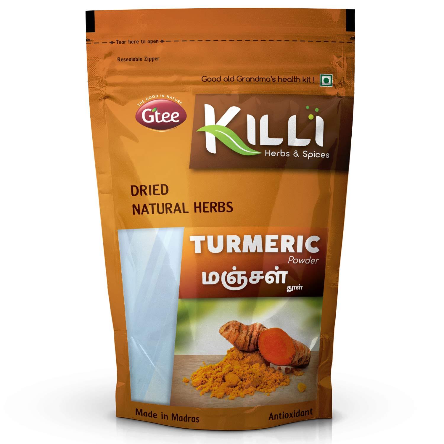 KILLI KILLI Turmeric | Manjal | Haldi | Pasupu | Curcuma longa | Arishina Powder, 100g (Pack of 2)