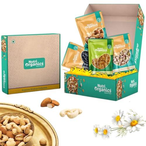 NutriOrganics Nutri Organics Dry Fruit Celebrations Gift Box 400g Ideal for Rakhi, Diwali and Festive Gifting, Hamper For Corporate Employees Gifts, Family, Friends, Office Clients Occasion, New year, Functions