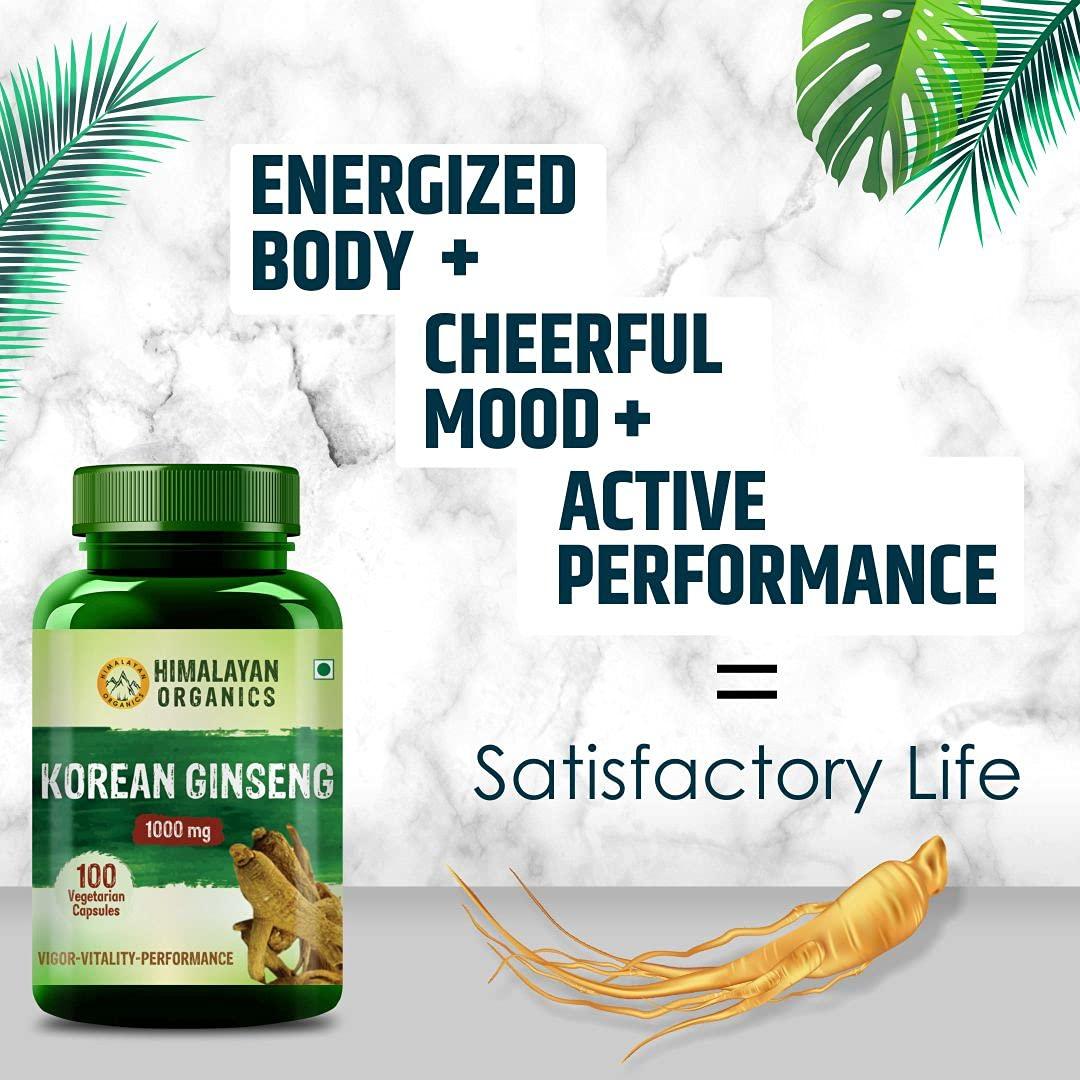 HIMALAYAN ORGANICS Vlado's Himalayan Organics Korean Red Panax Ginseng Capsules - 800 MG I Extra Strength for Energy, Focus, Endurance Performance, Vitality & Immune Support I Memory and Mental Performanc Enhancer I Stamina Booster I Korean Red Ginseng Root Extract - 1