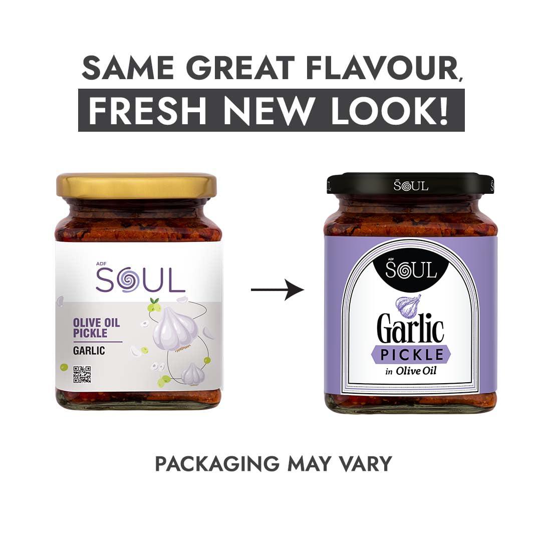 ADF Soul Soul Pickle In Olive Oil Combo Pack of 2 (Mango Pickle 265 GM + Garlic Pickle 275 GM)
