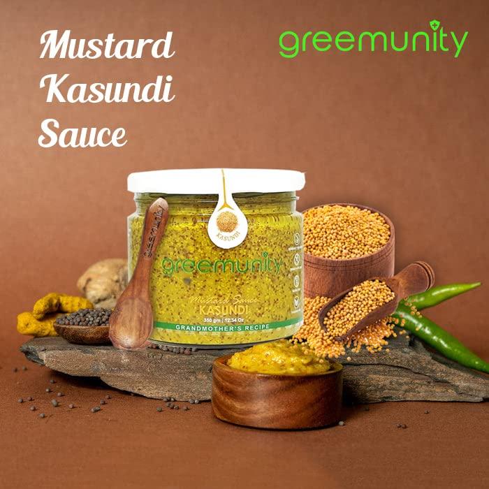GREEMUNITY GREEMUNITY | Kasundi n Aam Kasundi Combo Pack - Original Bengali Kasundi - Authentic Handmade Orginal Bengali Kasundi n Mango Kasundi,Mustard Sauce and Mango Mustard Sauce 350 gms each [Pack of 2]