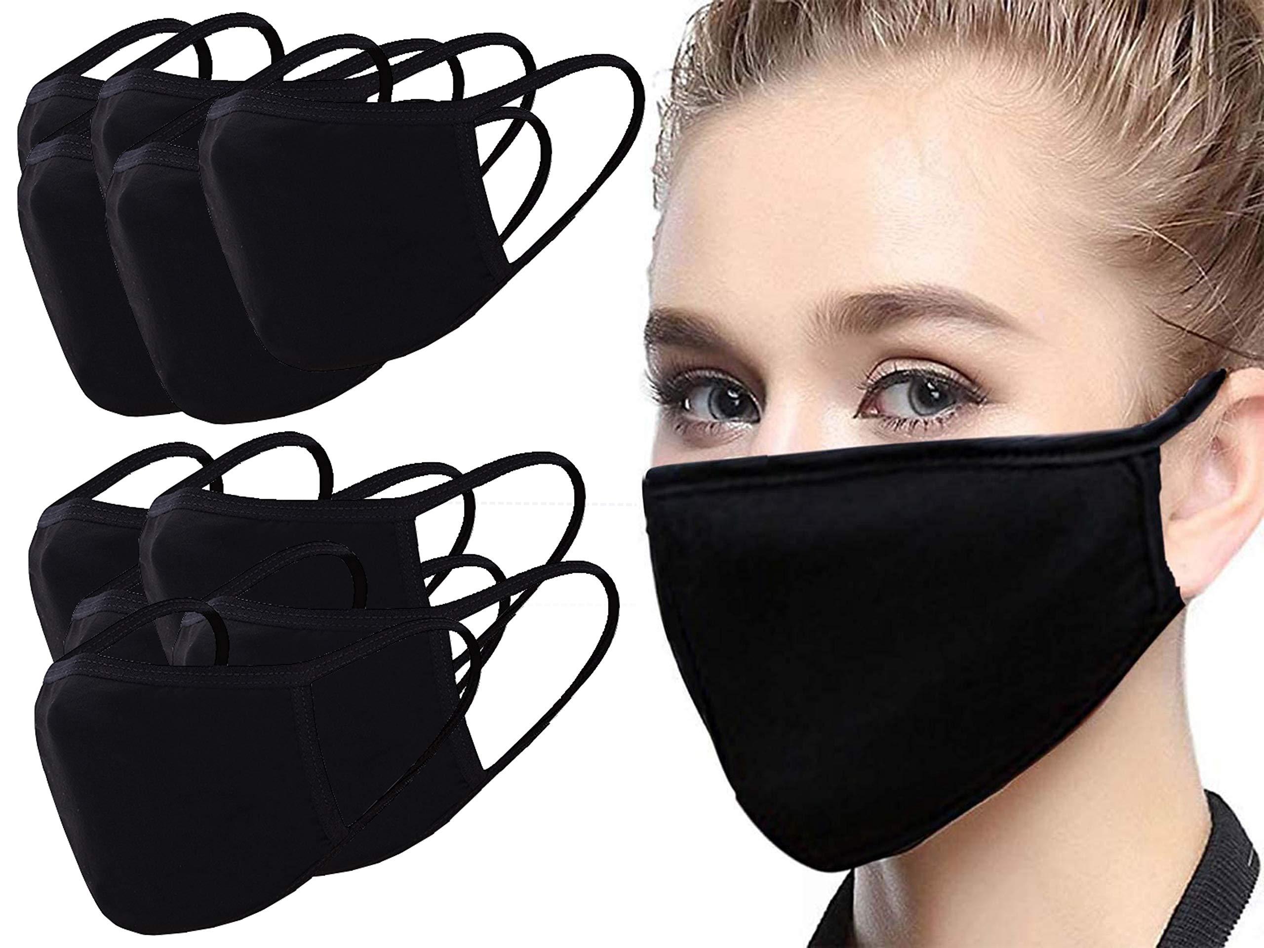 TK FASHION MASK Black Face Mask Soft Cotton Comfortable Washable Reusable Breathable Stretchable (10 Pieces)