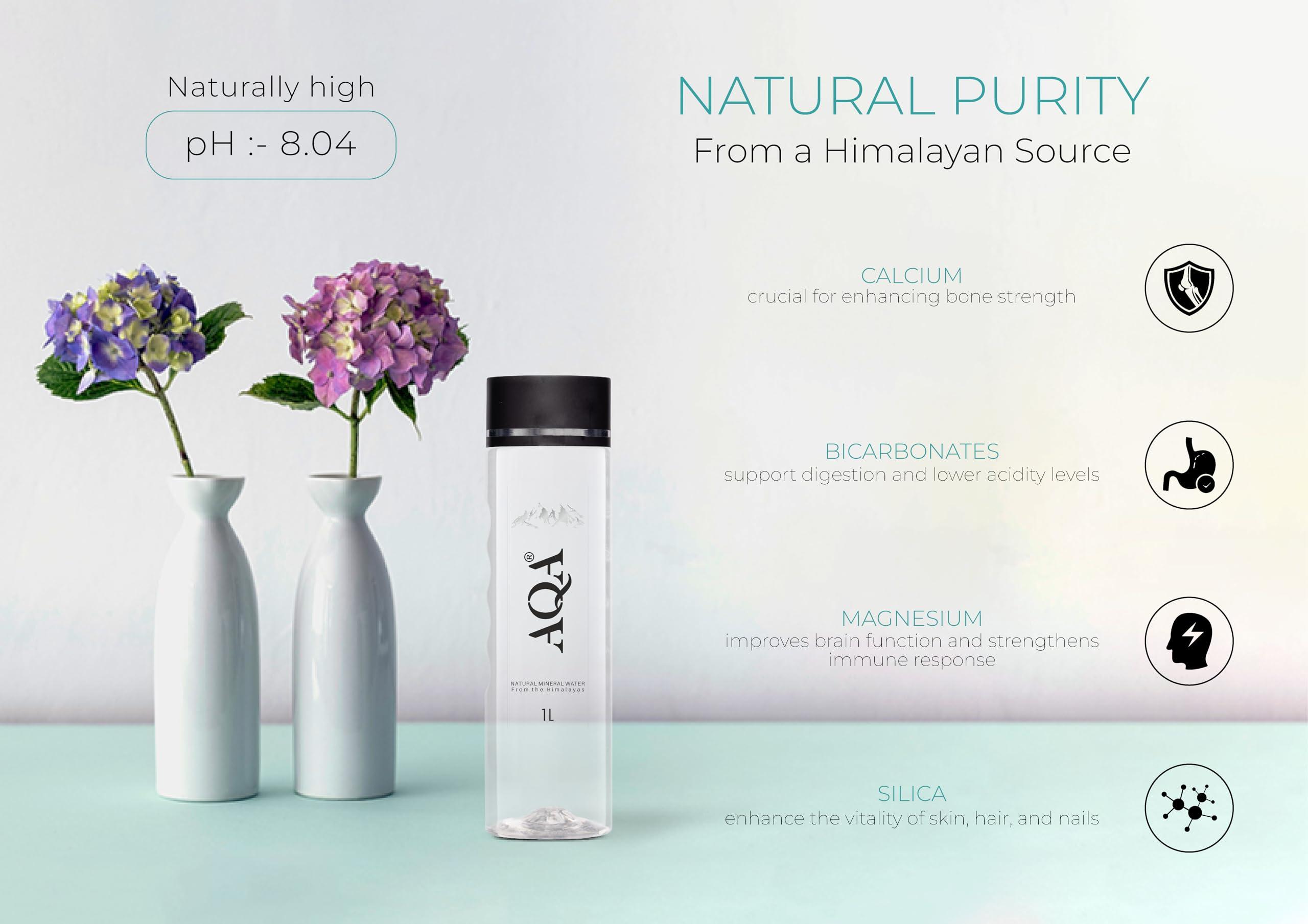 VARAHI VARAHI AQA Natural Mountain Water |1 ltr - 12 bottles | Natural Mineral Water from The Himalayas