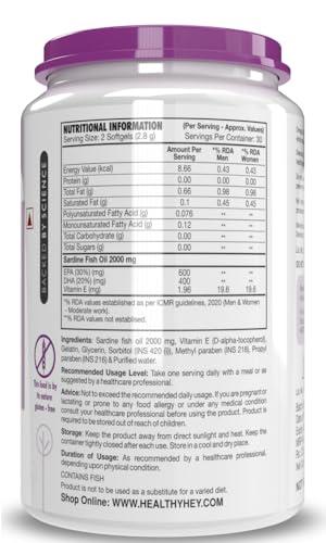 HealthyHey Nutrition HealthyHey Nutrition Fish Oil - Omega 3 Mercury Free (2000 Mg) Burpless - 60 Softgel (600 EPA & 400 DHA) - Pack of 4